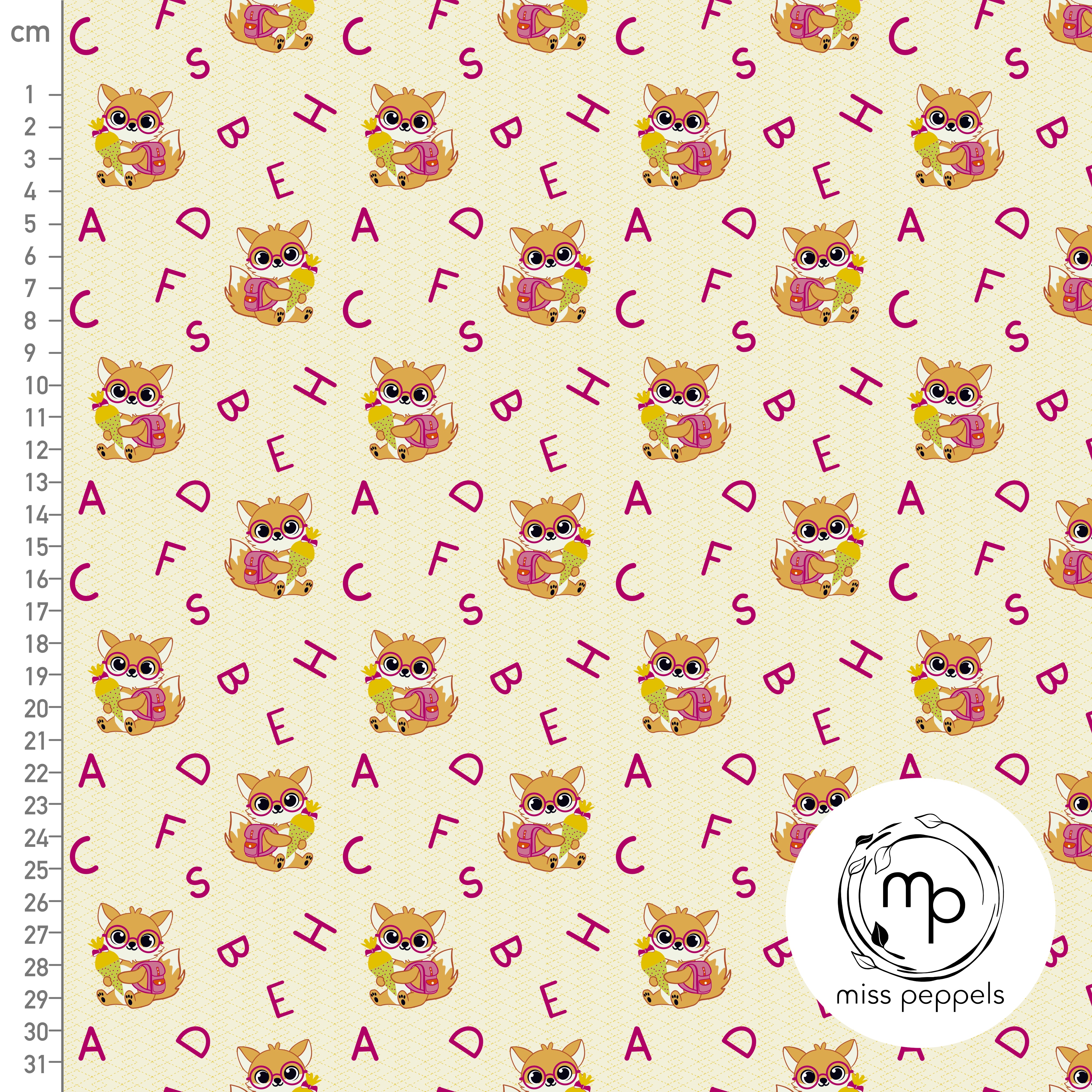 Bio Stoff - Buchstaben Fuchs Creme von misspeppels in creme