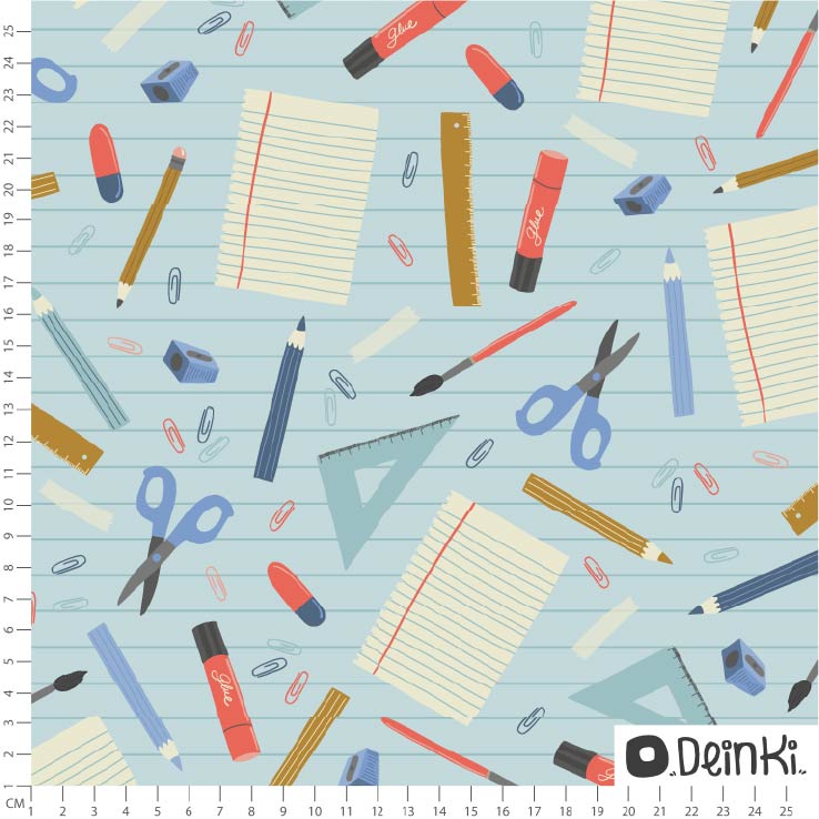 Bio Stoff  - Schulanfang Hellblau - Deinki, blau, Kinder, Gegenstände