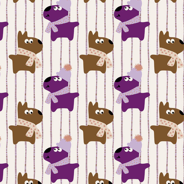 Bio Stoff - Hunde lila - misspeppels