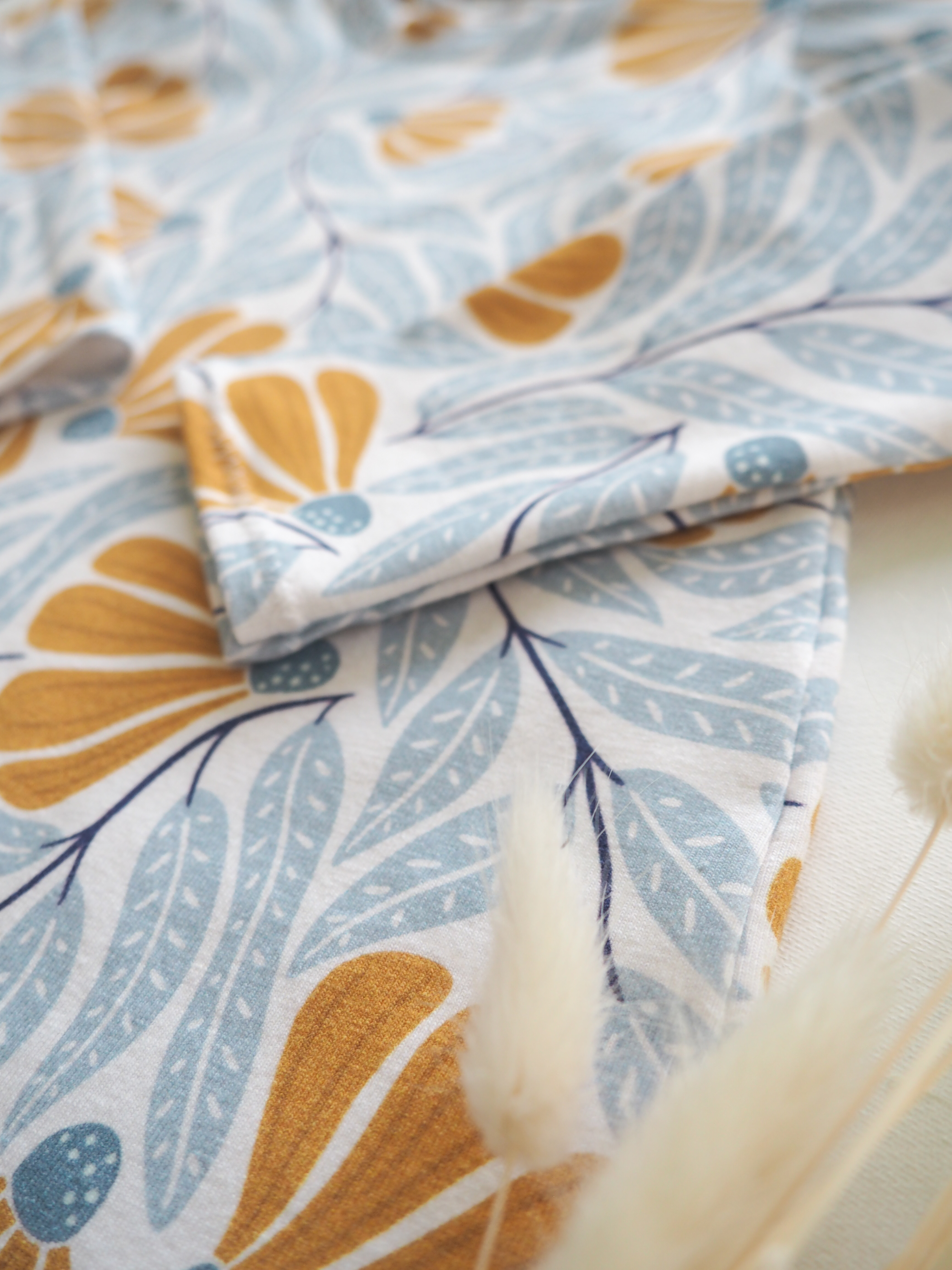 Bio Stoff  - Küstenatelier Blumentanz blau