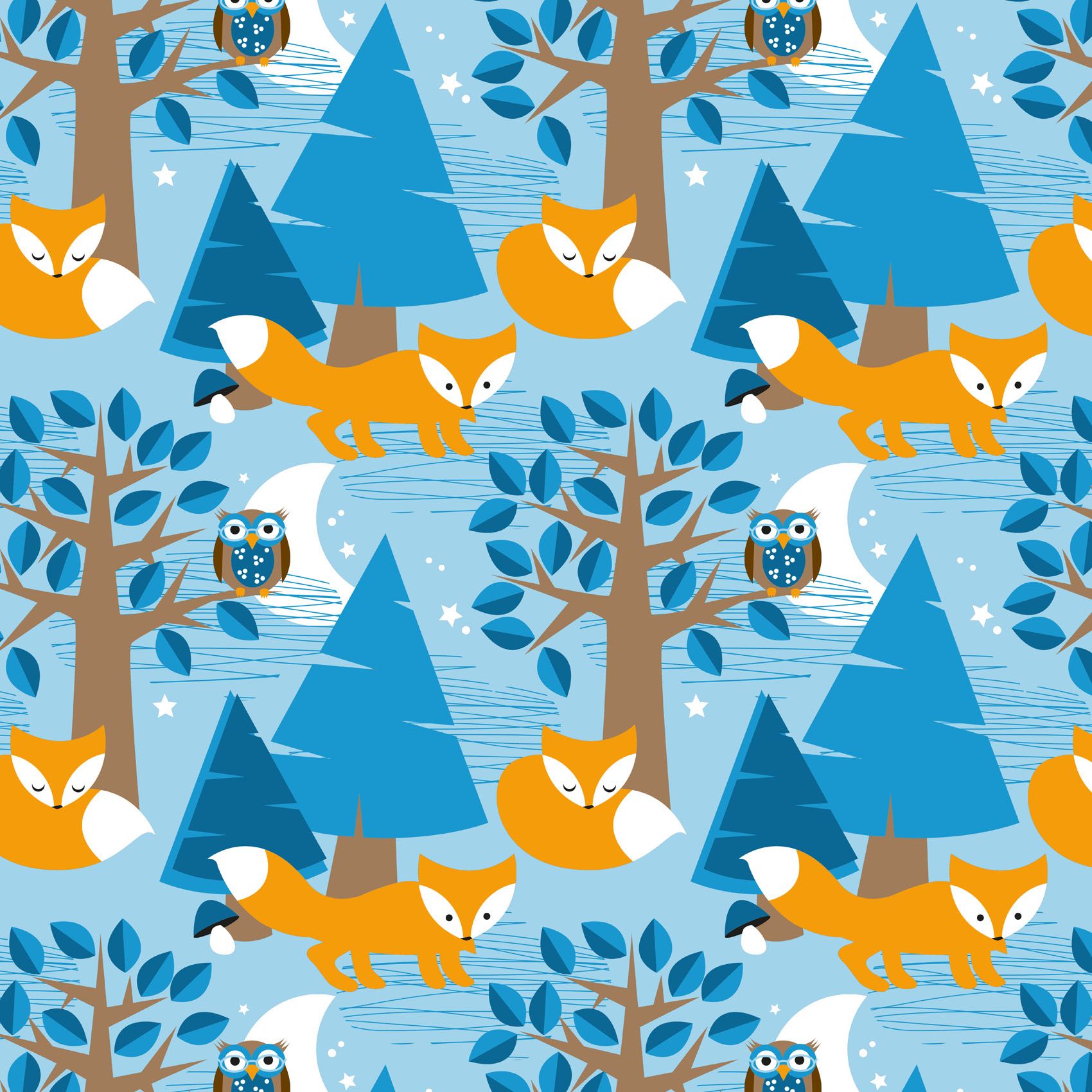 Bio Canvas Stoff - Nightfox - Enemenemeins, Tiere, Wald, blau, 100% Bio-Baumwolle Bio Canvas Stoff - Nightfox - Enemenemeins, Tiere, Wald, blau, 100% Bio-Baumwolle