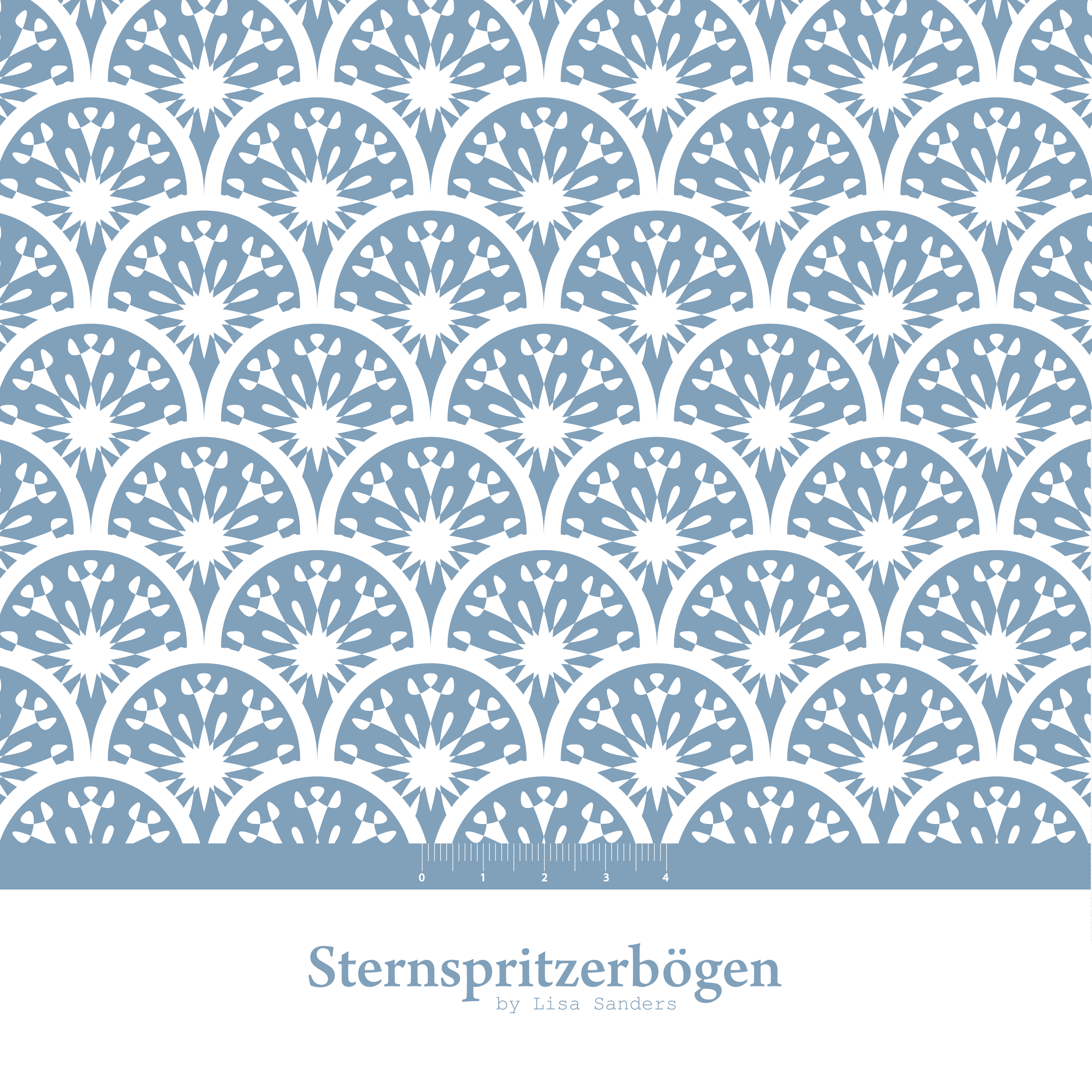 Scuba Stoff  -  Sternspritzerbögen  - LisaSanders, blau, weiß, Ornamente, Abstrakt, Breite 150 cm