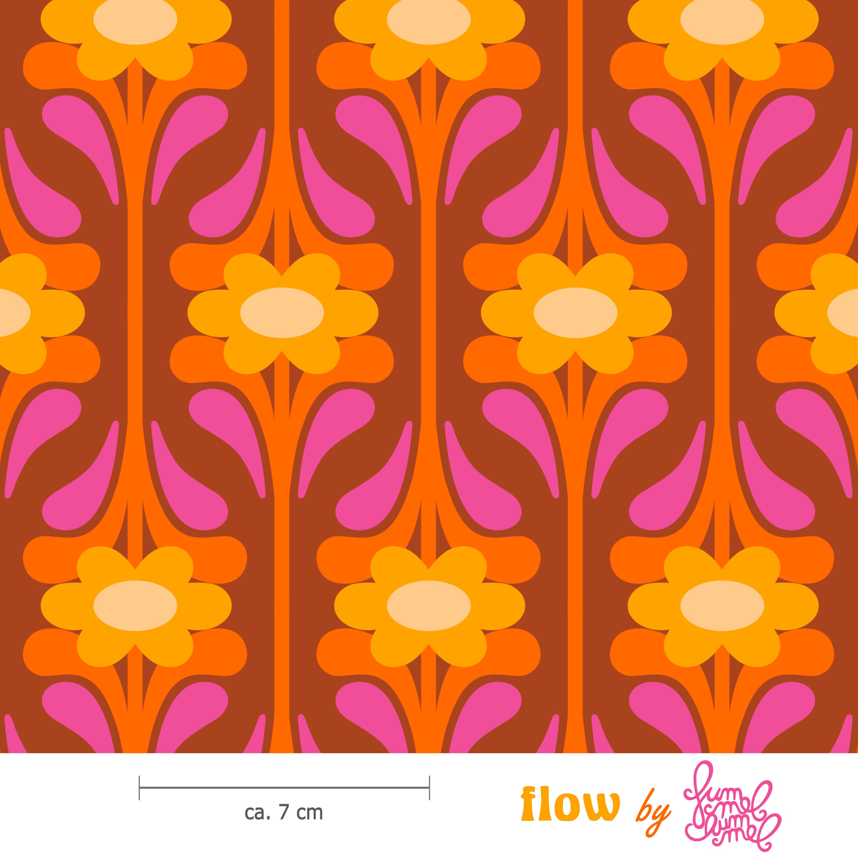 Bio Webware Stoff - Flow Sunrise - Fummelhummel, Floral & Blumen, orange, 100% Bio-Baumwolle Bio Webware Stoff - Flow Sunrise - Fummelhummel, Floral & Blumen, orange, 100% Bio-Baumwolle