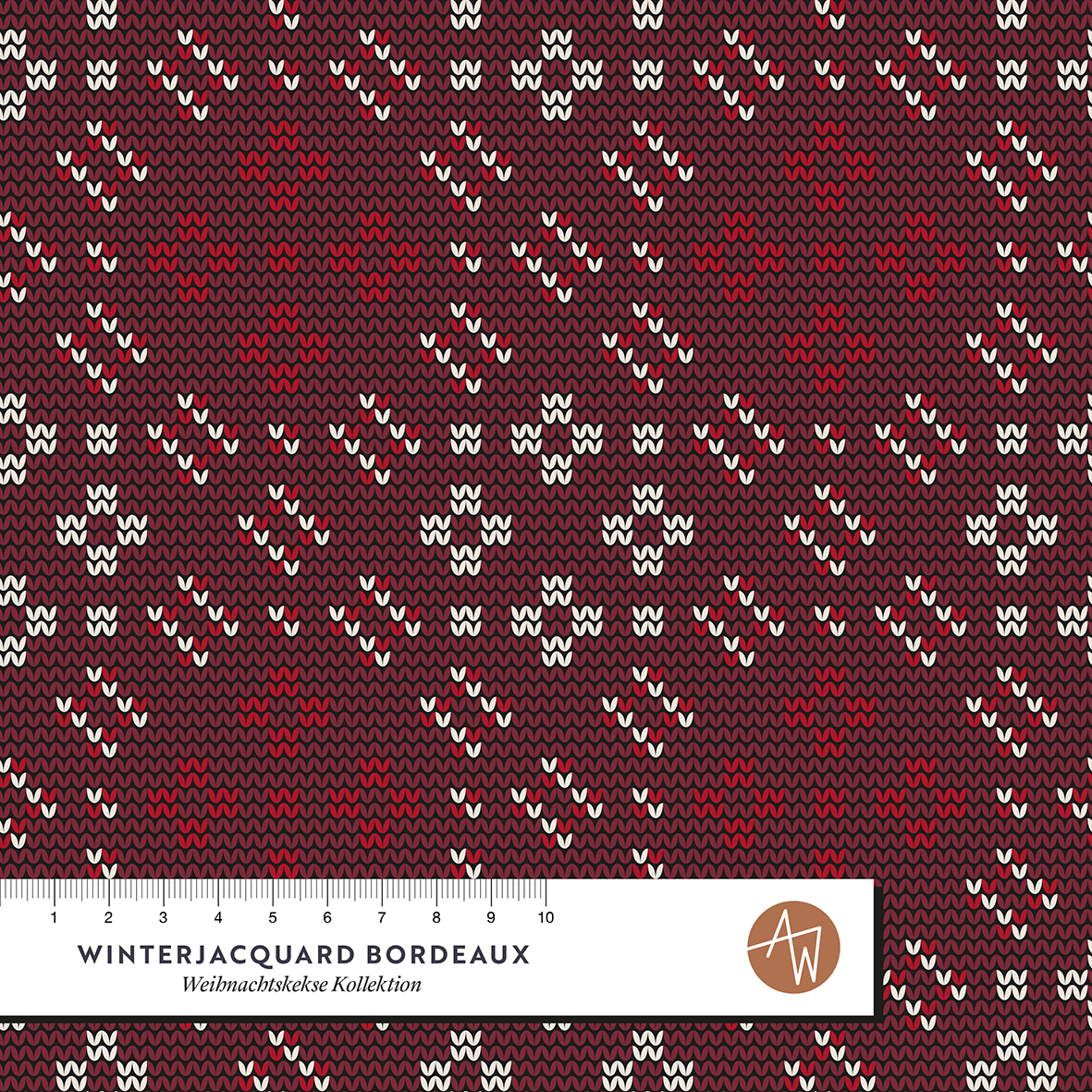 Bio Stoff  - Winterjacquard Bordeaux - AlexandraWeise, Winter, bordeaux
