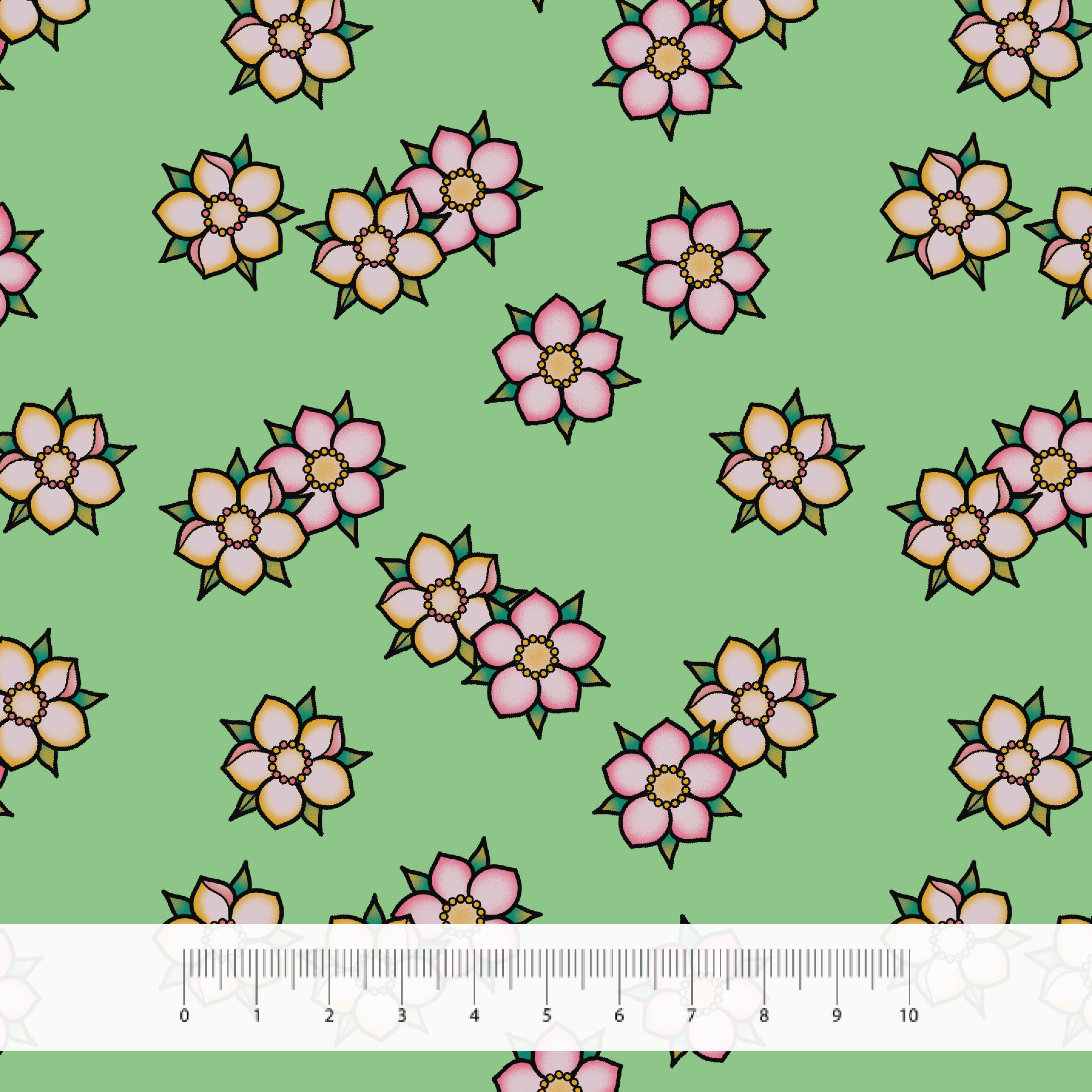 Bio Summersweat Stoff  - Blossom Check Green - AmesDefinitelyOdd, grün, kariert, Floral & Blumen Breite 150 cm