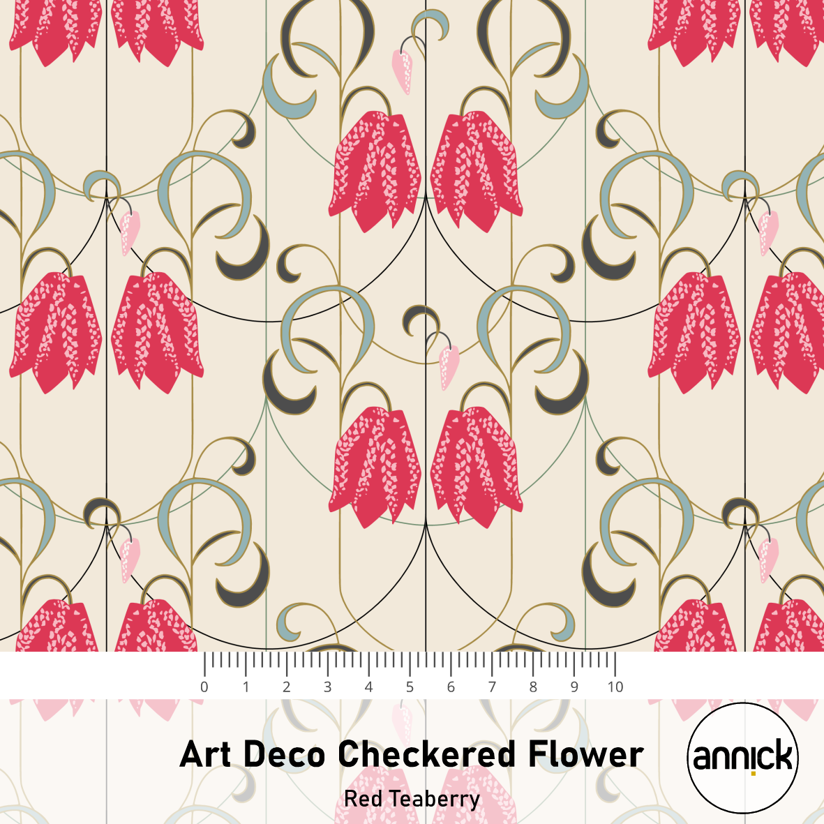 Bio Stoff - Art Deco Checkered Flower rot