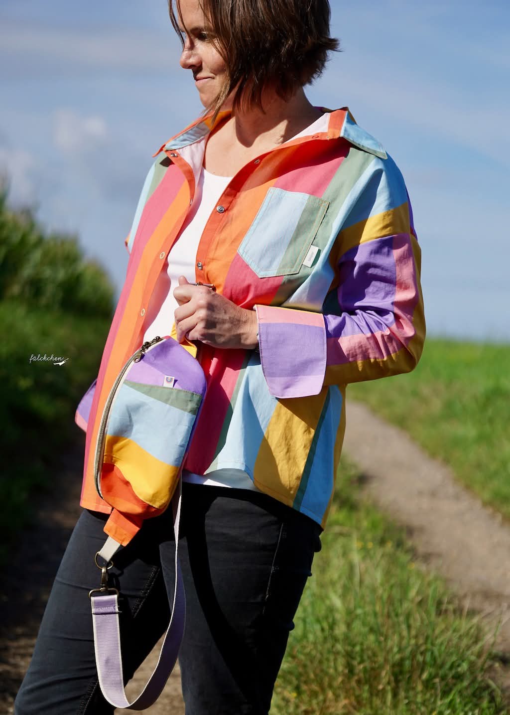 Scuba Stoff  -  Blockstreifen Sanftes Bunt  - LisaSanders, blau, Streifen, bunt, rosa, gelb, lila, Breite 150 cm