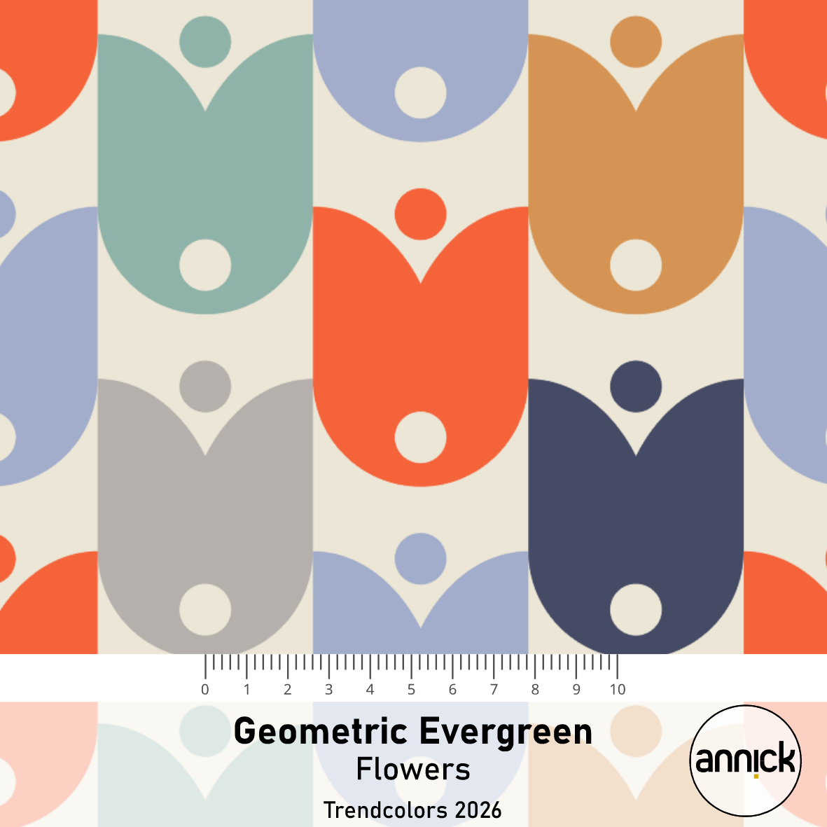 Bio Stoff - Geometric Evergreen Flowers bunt