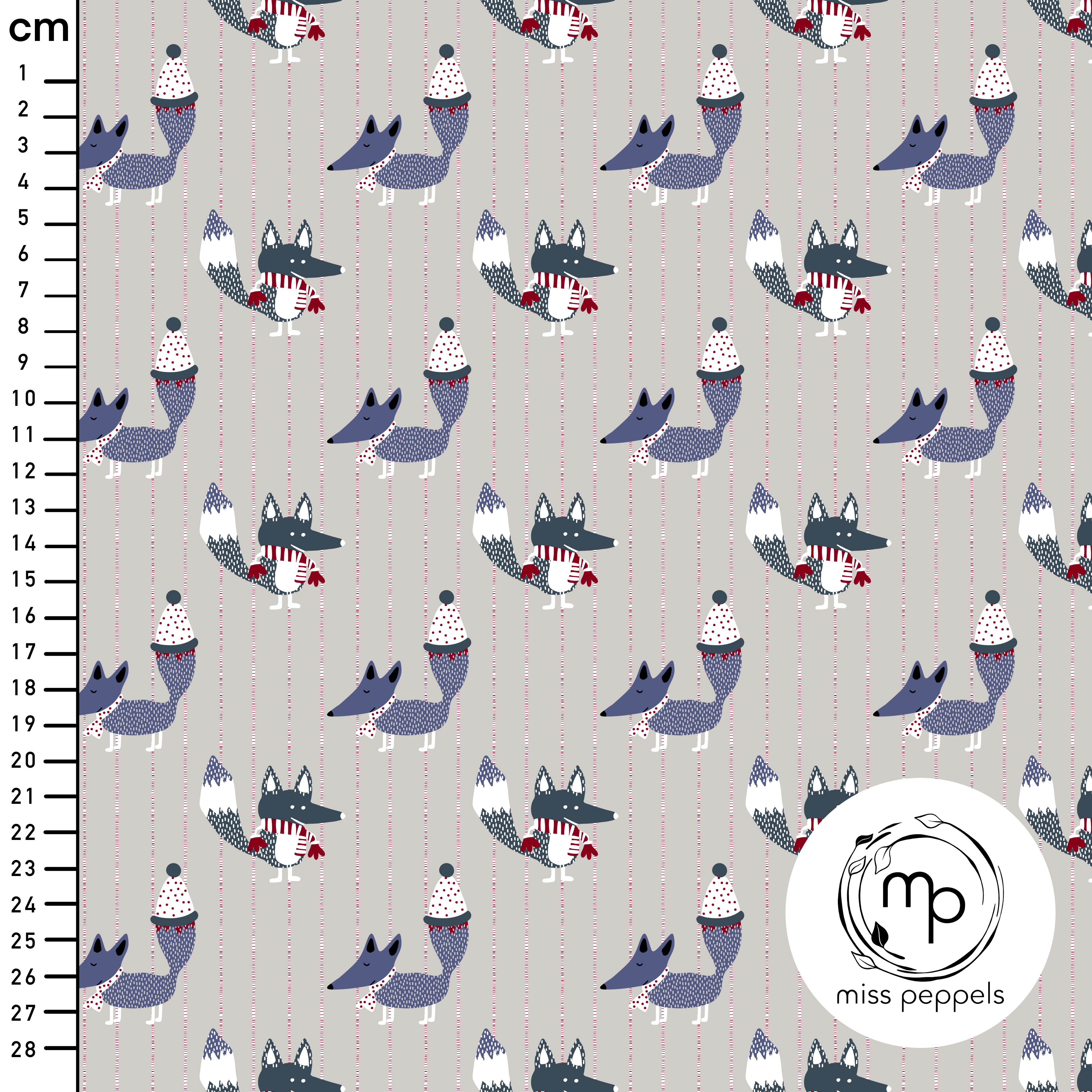 Bio Stoff - Füchse blau