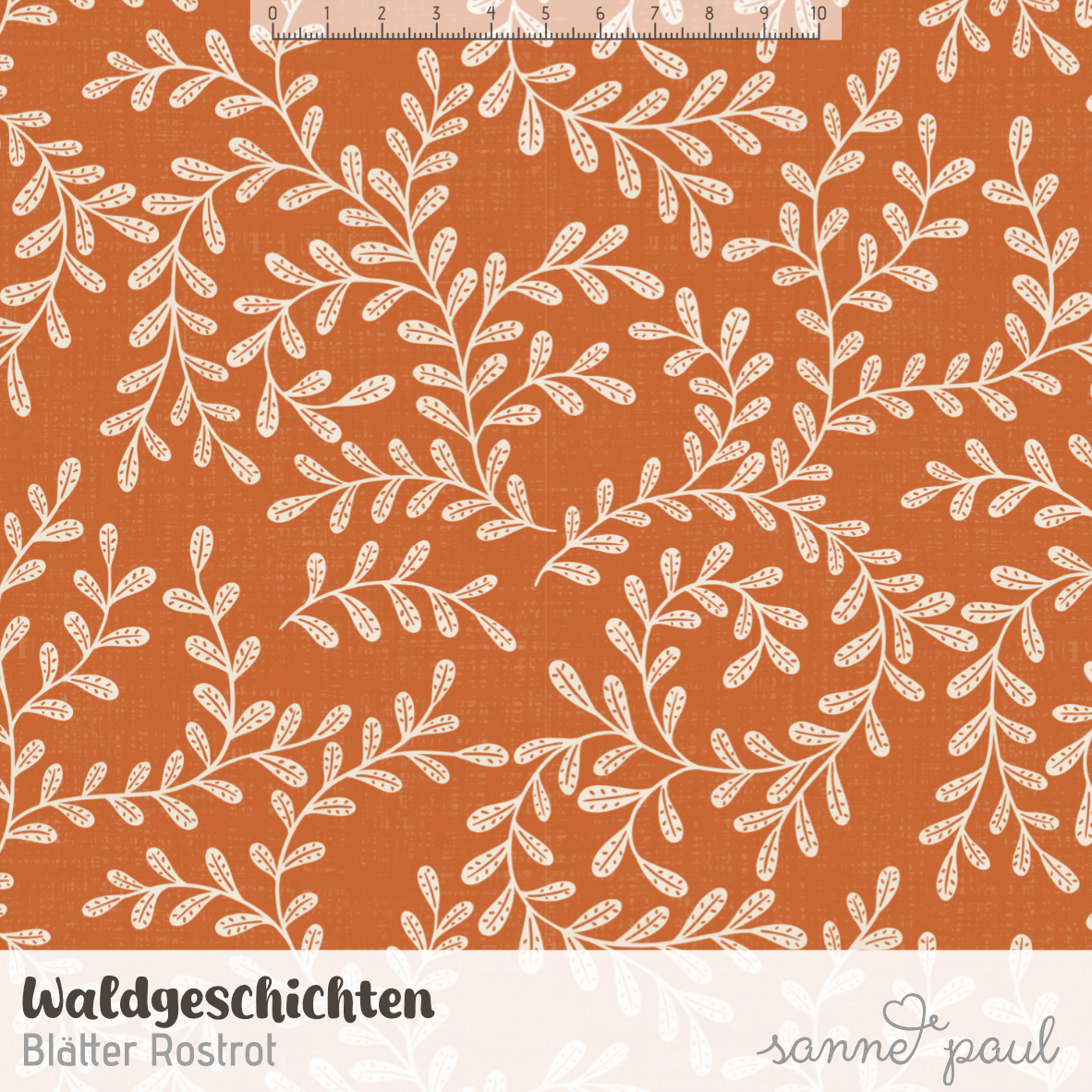 Bio Stoff - Waldgeschichten Blätter Rostrot von Sanne Paul in kupfer/rost