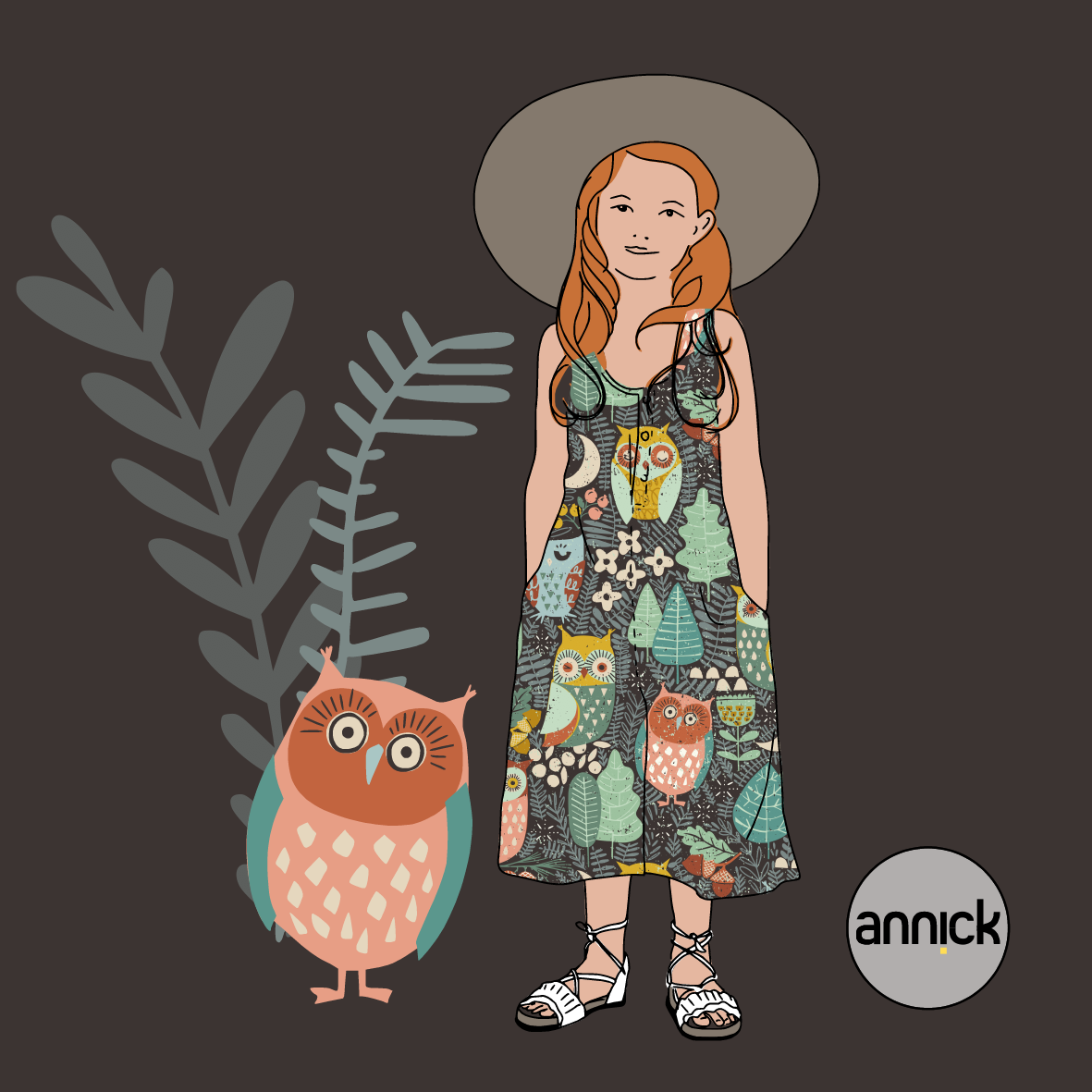 Bio Webware Stoff - Kids Woodland Owls by Night - Annick, bunt, Tiere, schwarz, 100% Bio-Baumwolle Bio Webware Stoff - Kids Woodland Owls by Night - Annick, bunt, Tiere, schwarz, 100% Bio-Baumwolle