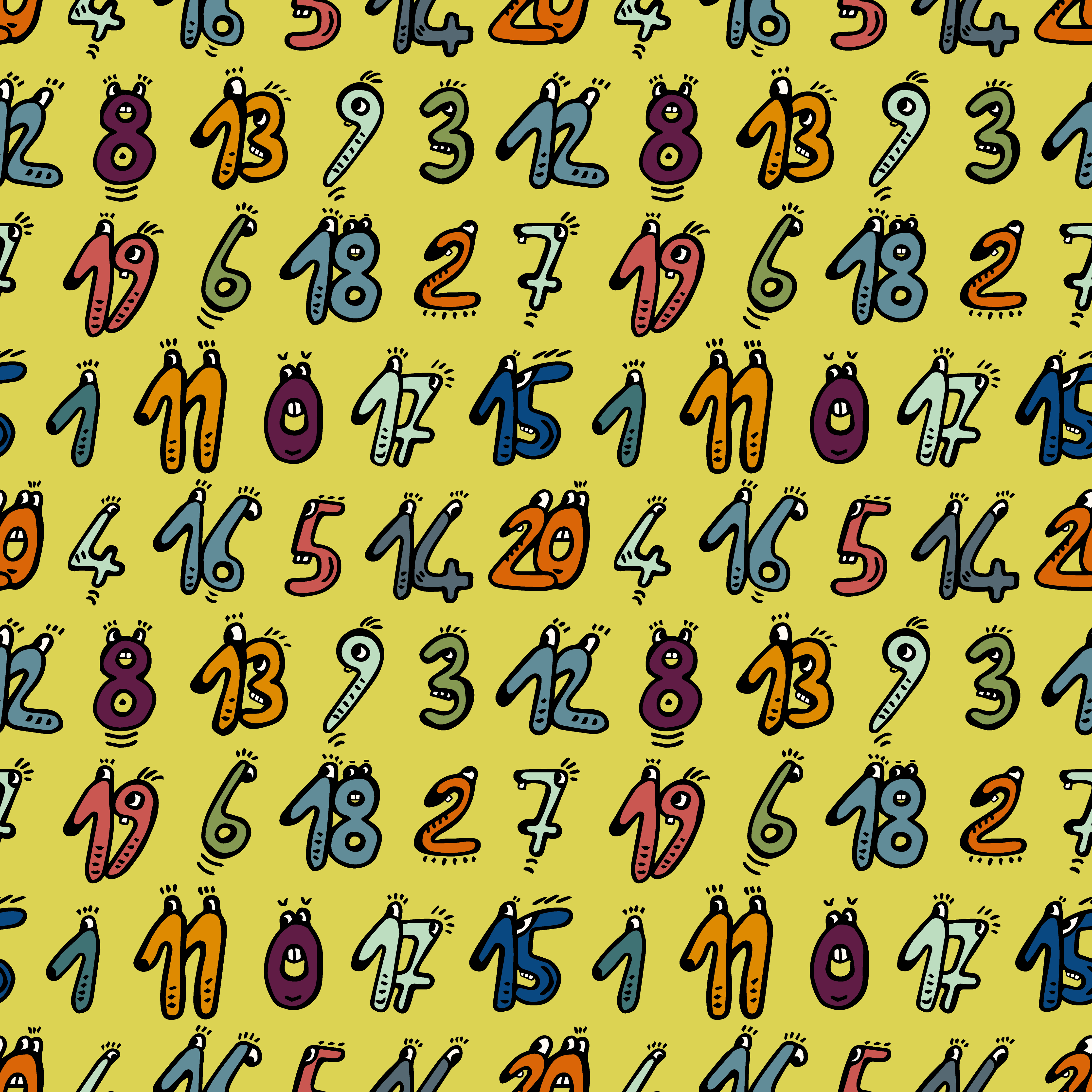 Bio Stoff - Zahlen123 Gelb von Andrea Muehlbauer in gelb