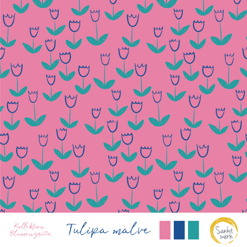 Bio Webware Stoff - Tulipa Malve - Sanktwerk, Floral & Blumen, rosa, 100% Bio-Baumwolle Bio Webware Stoff - Tulipa Malve - Sanktwerk, Floral & Blumen, rosa, 100% Bio-Baumwolle