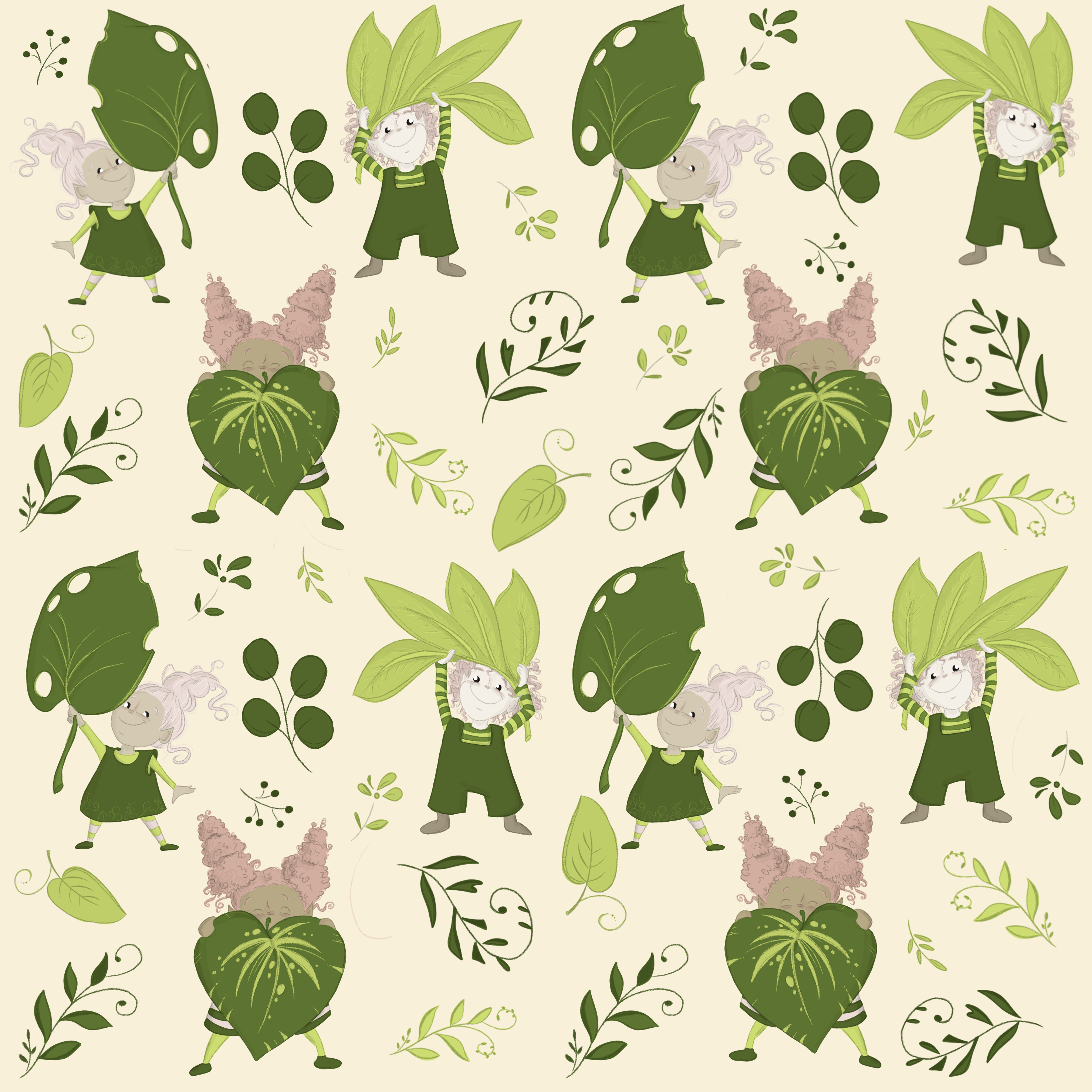 Bio Stoff  -  Botanical Fairytale beige, groß