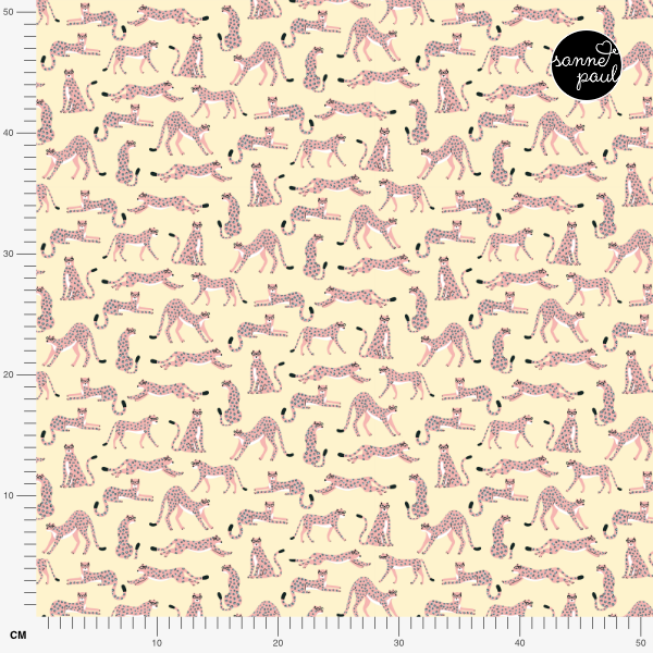 Organic fabric - Safari Luxe Geparden mit Brille pink