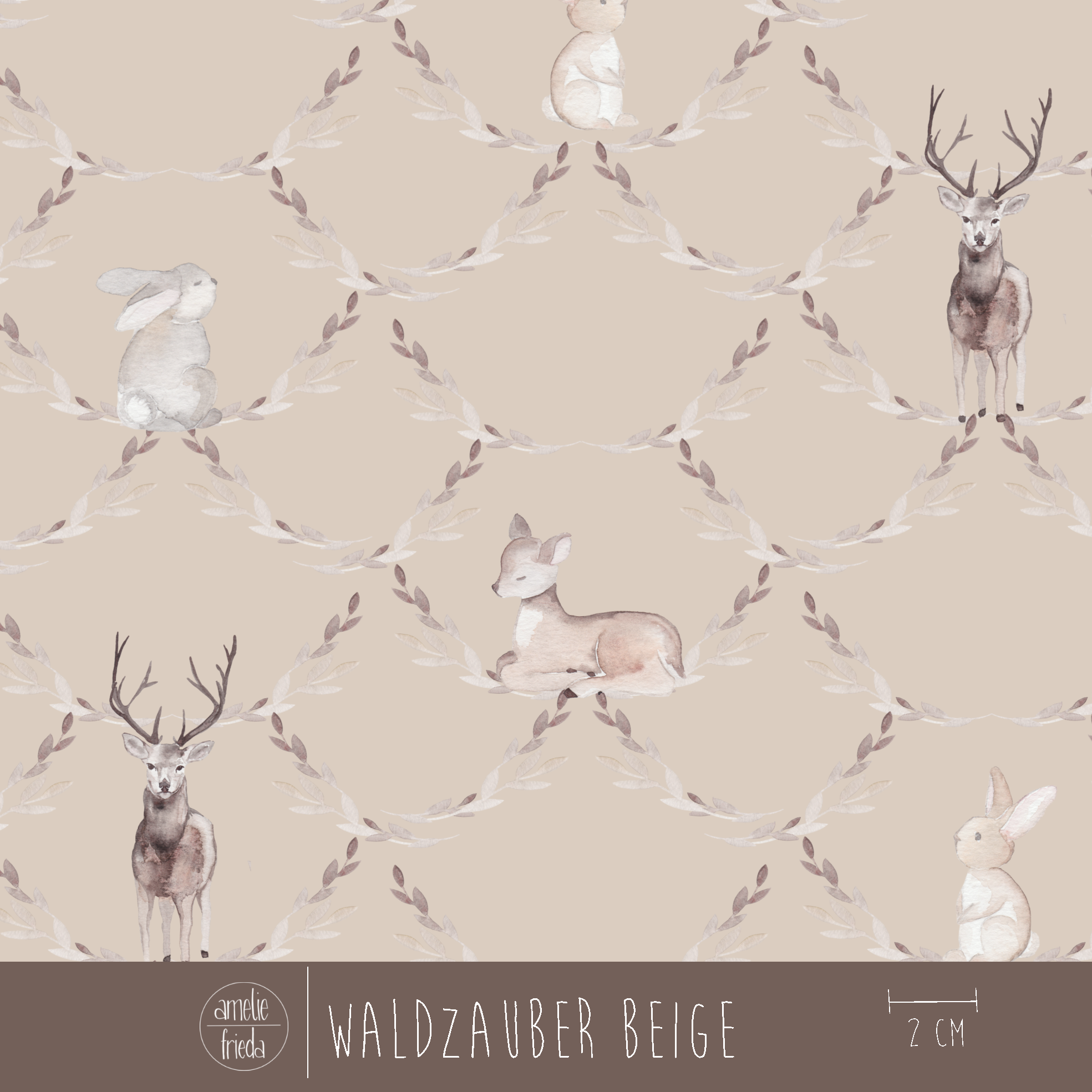 Bio Stoff - Waldzauber Beige von Amelie Frieda in beige