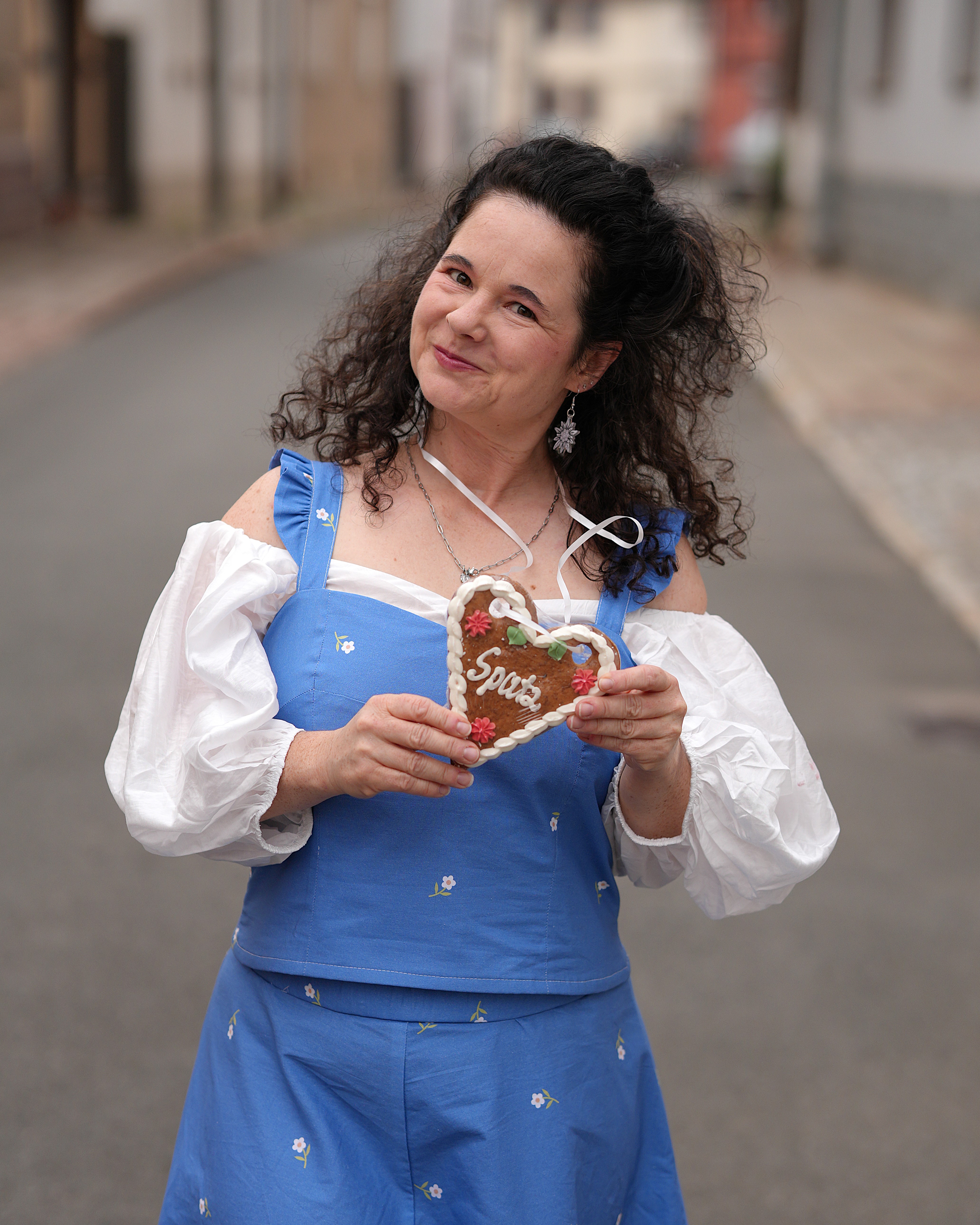 Organic fabric  -  Edelweiss und Enzian Bordüre blue