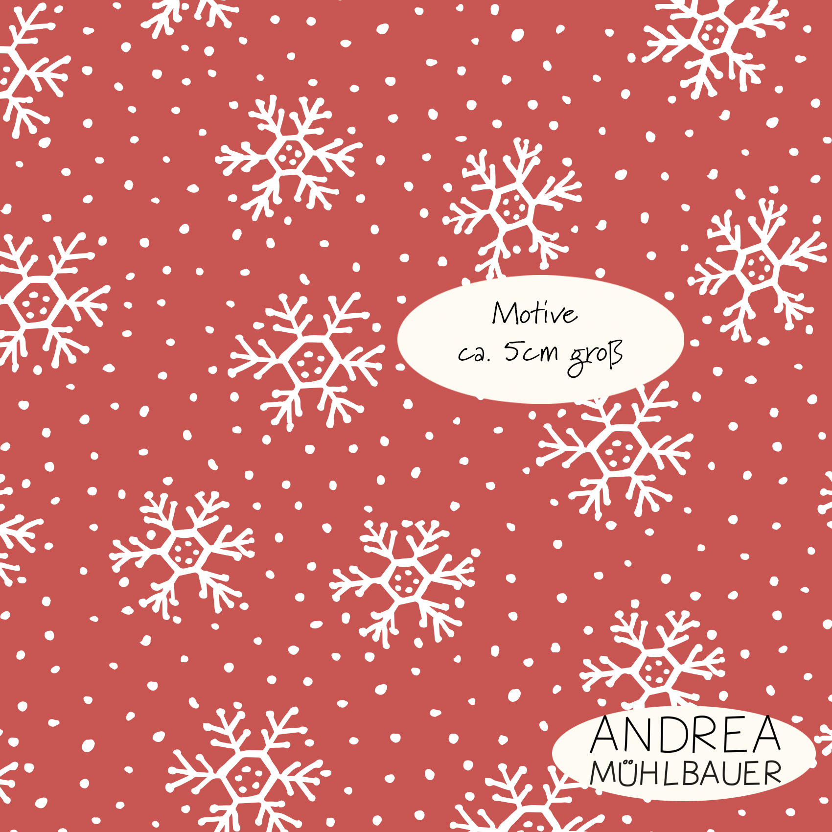 Bio Webware Stoff  - Winterflocken Red - AndreaMuehlbauer, Winter, rot, 100% Bio-Baumwolle