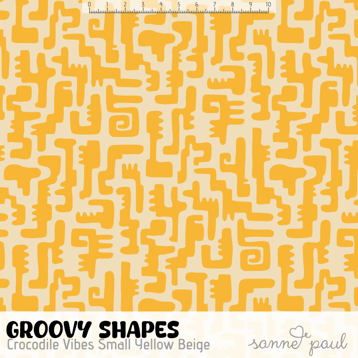Bio Stoff - Groovy Shapes Crocodile Vibes Small yellow, beige