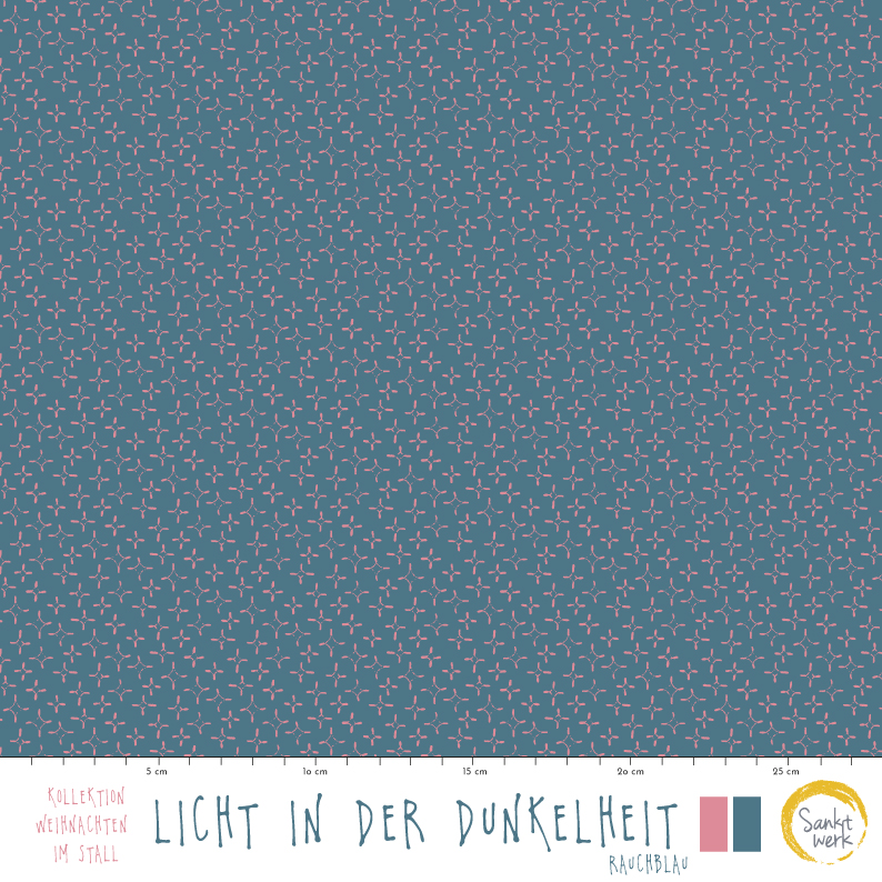 Bio Stoff  -  Licht in der Dunkelheit rauchblau - Sanktwerk, Geometrische Muster, petrol