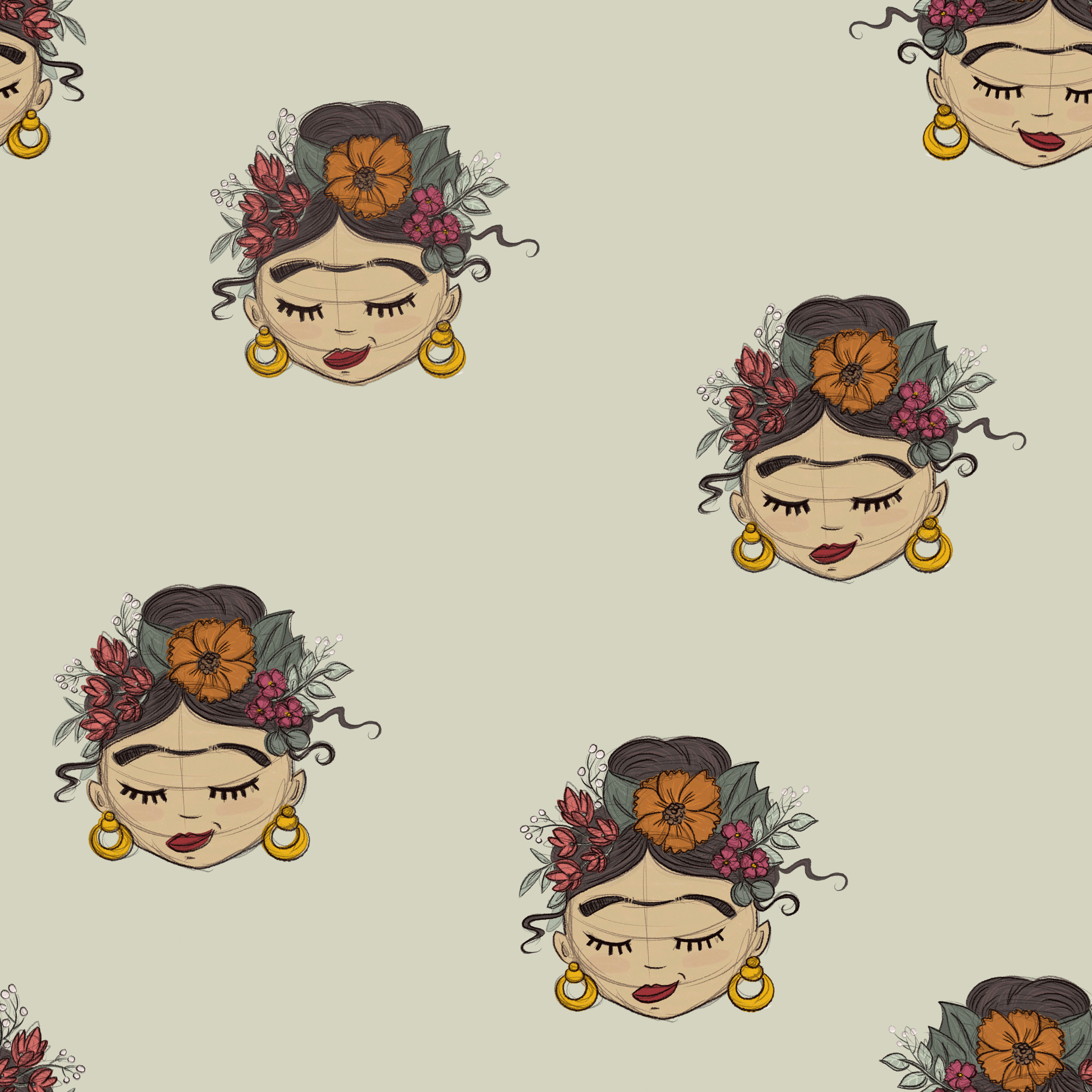 Bio Stoff - Frieda Flower Power Hellgruen von Benito Und Maus Illustrations in grün