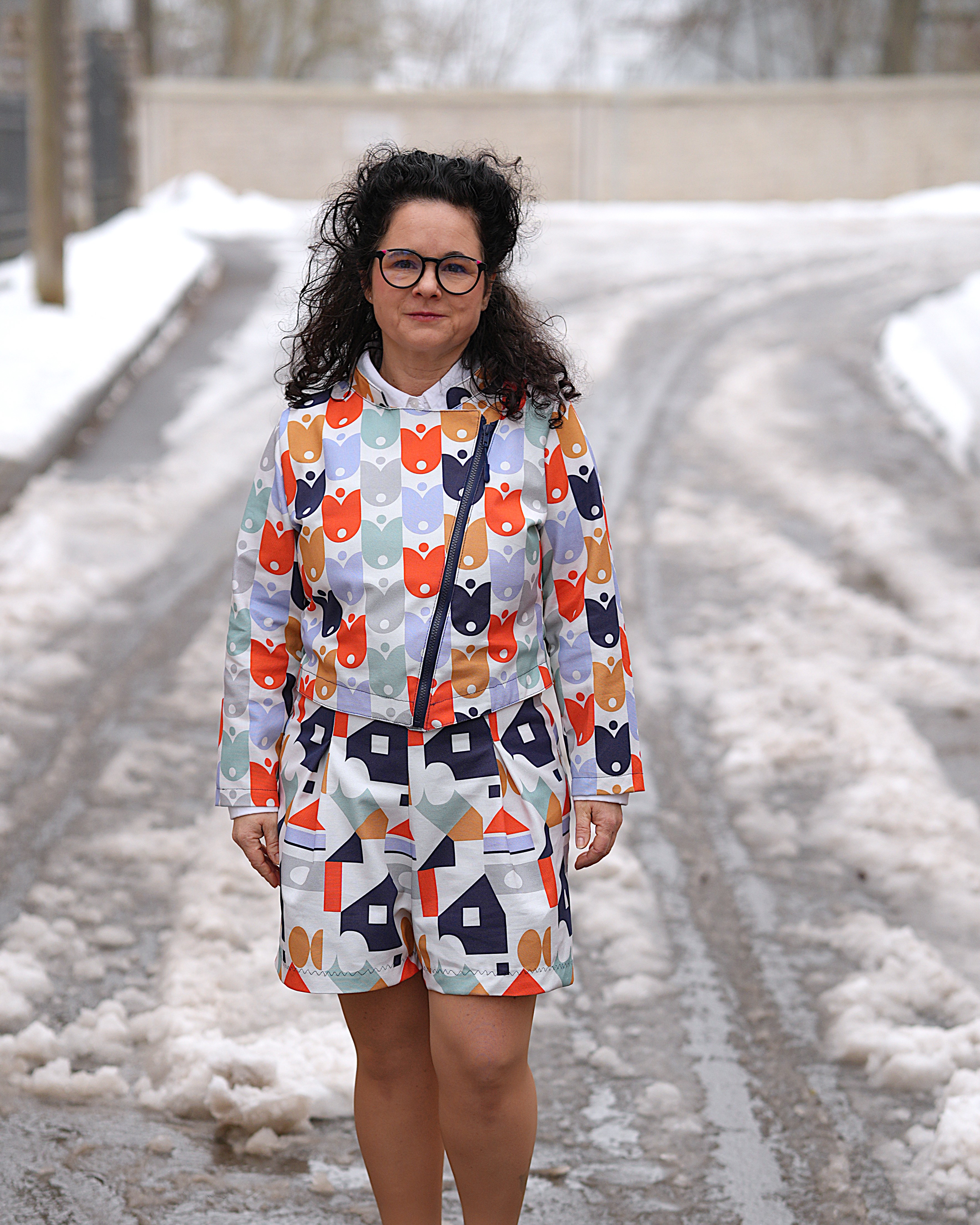 Bio Stoff - Geometric Evergreen Architectural Shapes bunt