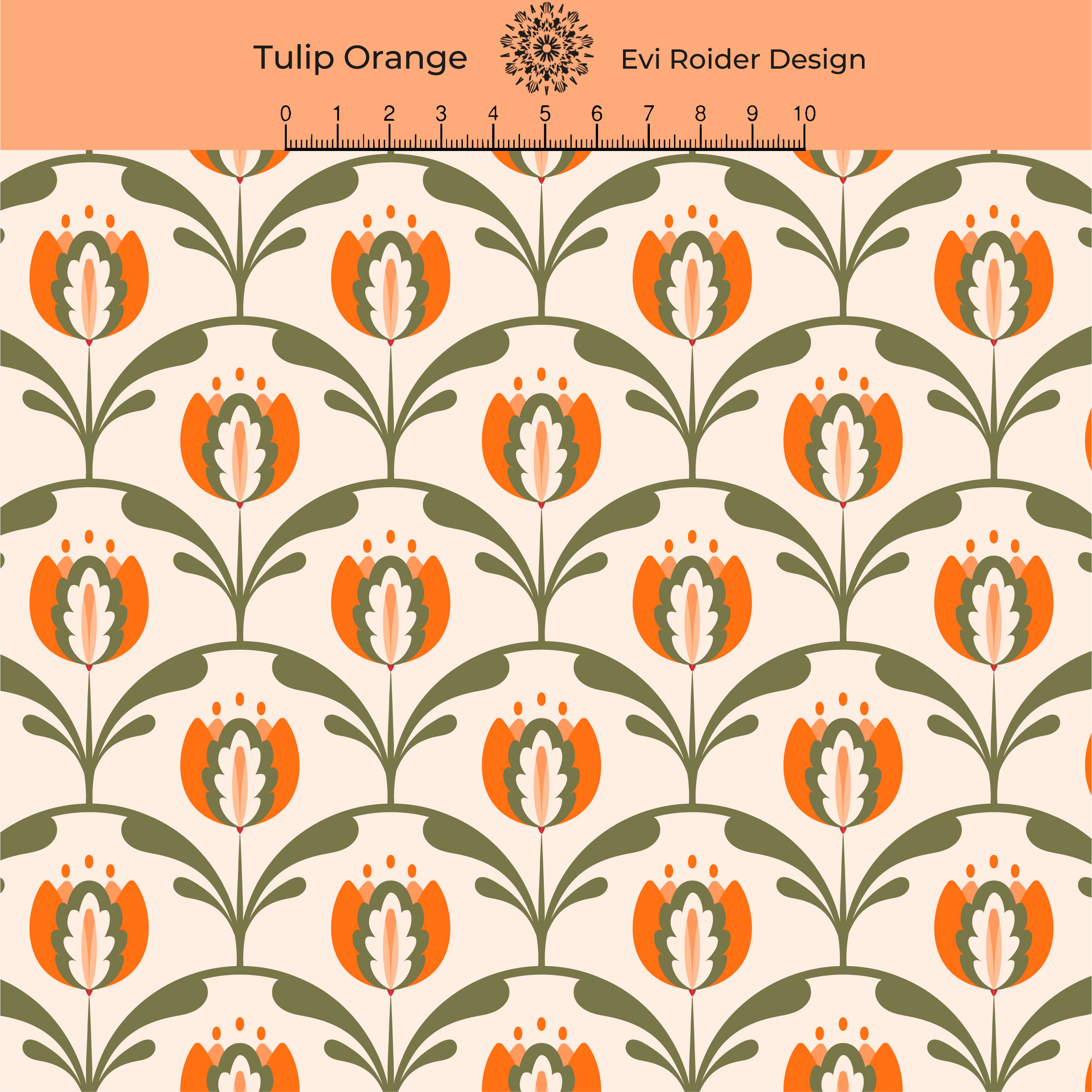 Bio Jersey Stoff  -  Tulip  - EviRoiderDesign, orange, Frühling, Floral & Blumen, Breite 150 cm