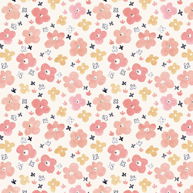 Organic fabric - Happy Flower Girl peach - Kristin Tessen