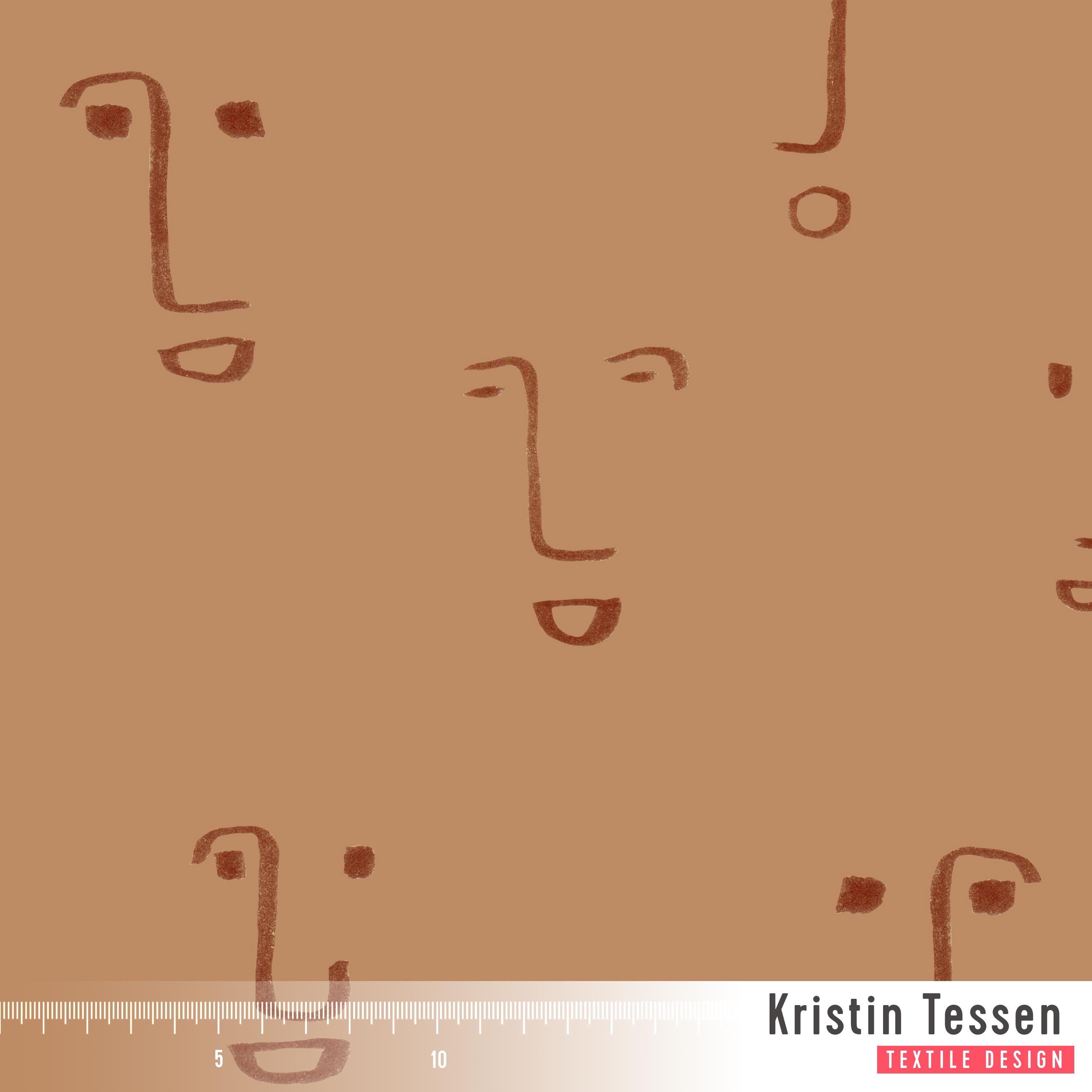 Bio Stoff - Faces Brandied Melon von Kristin Tessen in orange