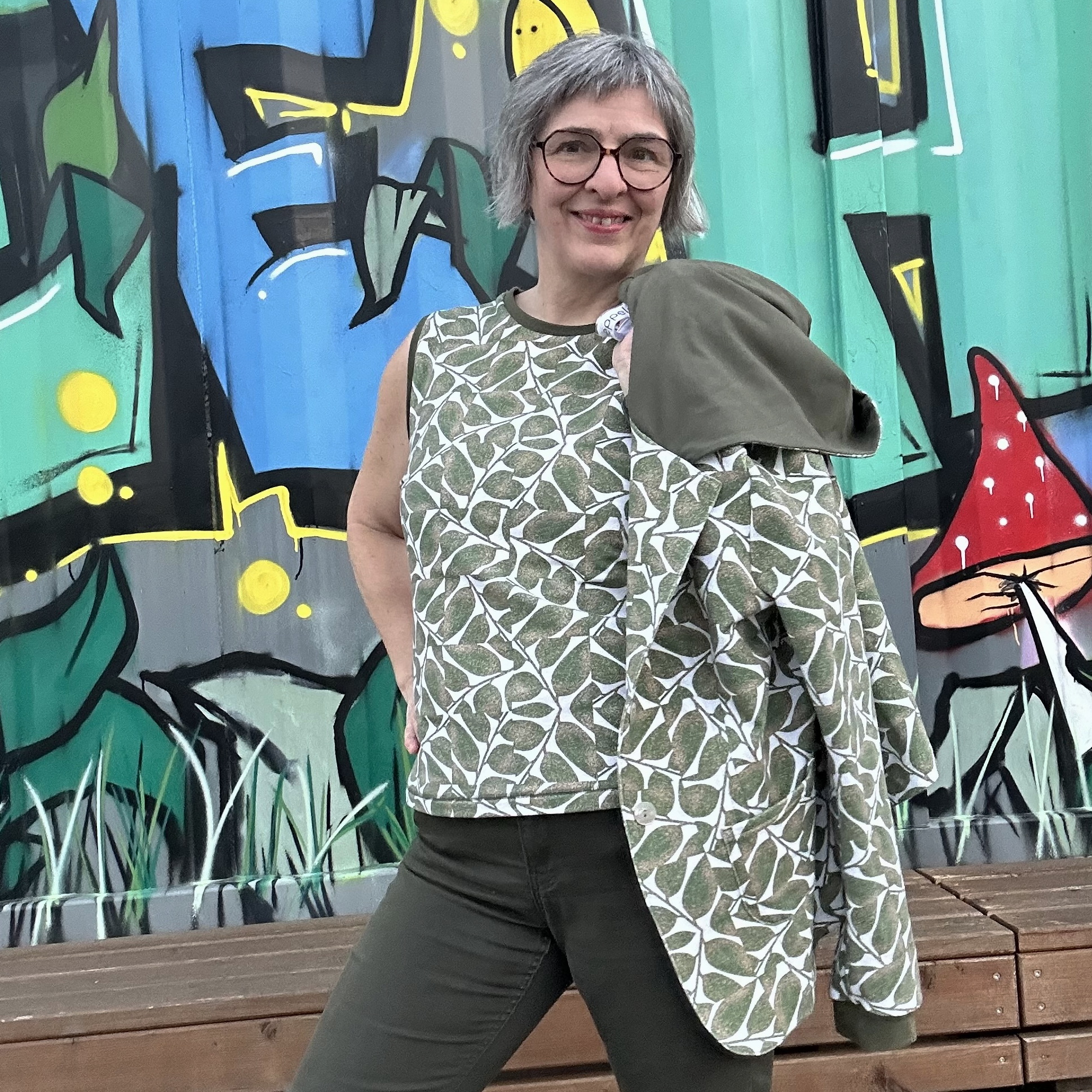 Bio Stoff  - Blätter Puzzle grün