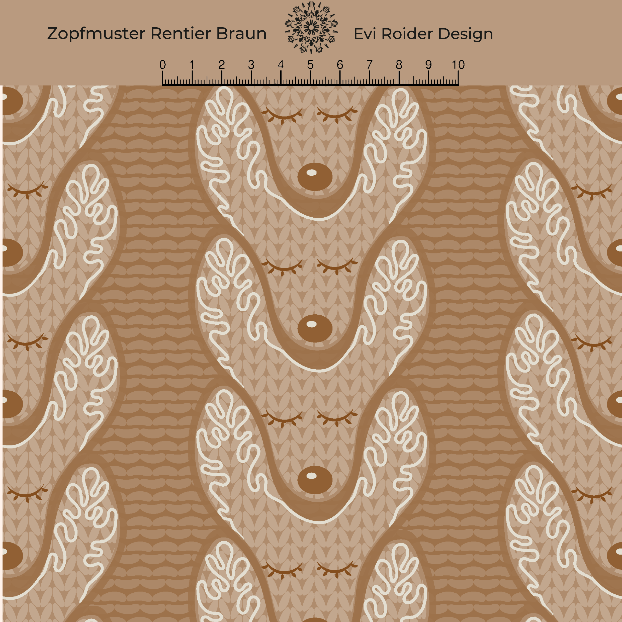 Organic Fabric - Braided Pattern Reindeer brown