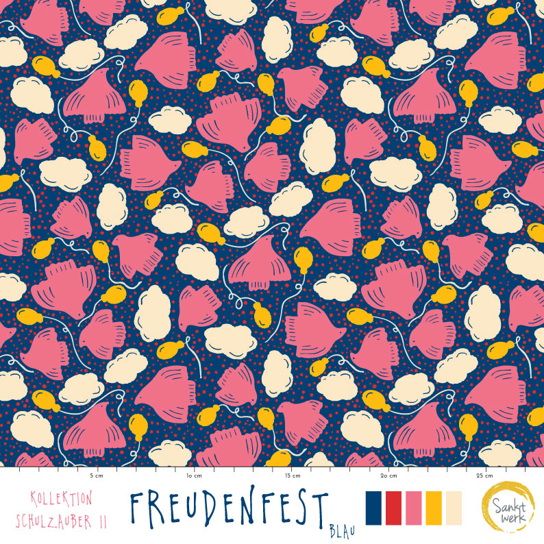 Bio Stoff - Freudenfest Blau von Sanktwerk in blau Bio Stoff - Freudenfest Blau von Sanktwerk in blau