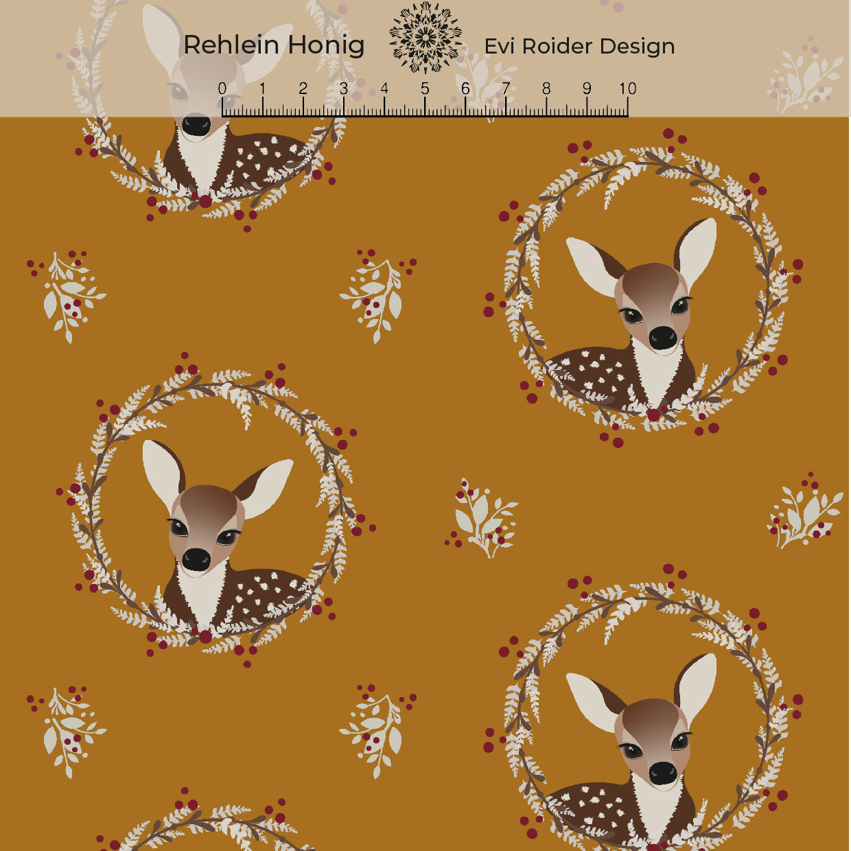 Bio Webware Stoff - Rehlein Honig - EviRoider, braun, Tiere, Wald, 100% Bio-Baumwolle Bio Webware Stoff - Rehlein Honig - EviRoider, braun, Tiere, Wald, 100% Bio-Baumwolle