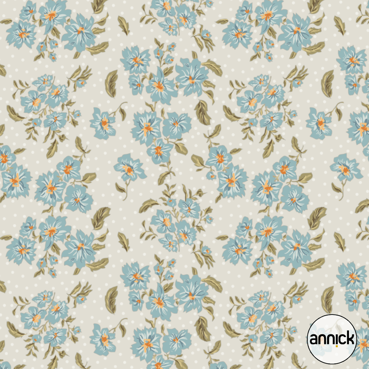 Bio Stoff - Floral Heritage Bouquet Antique von Annick in creme