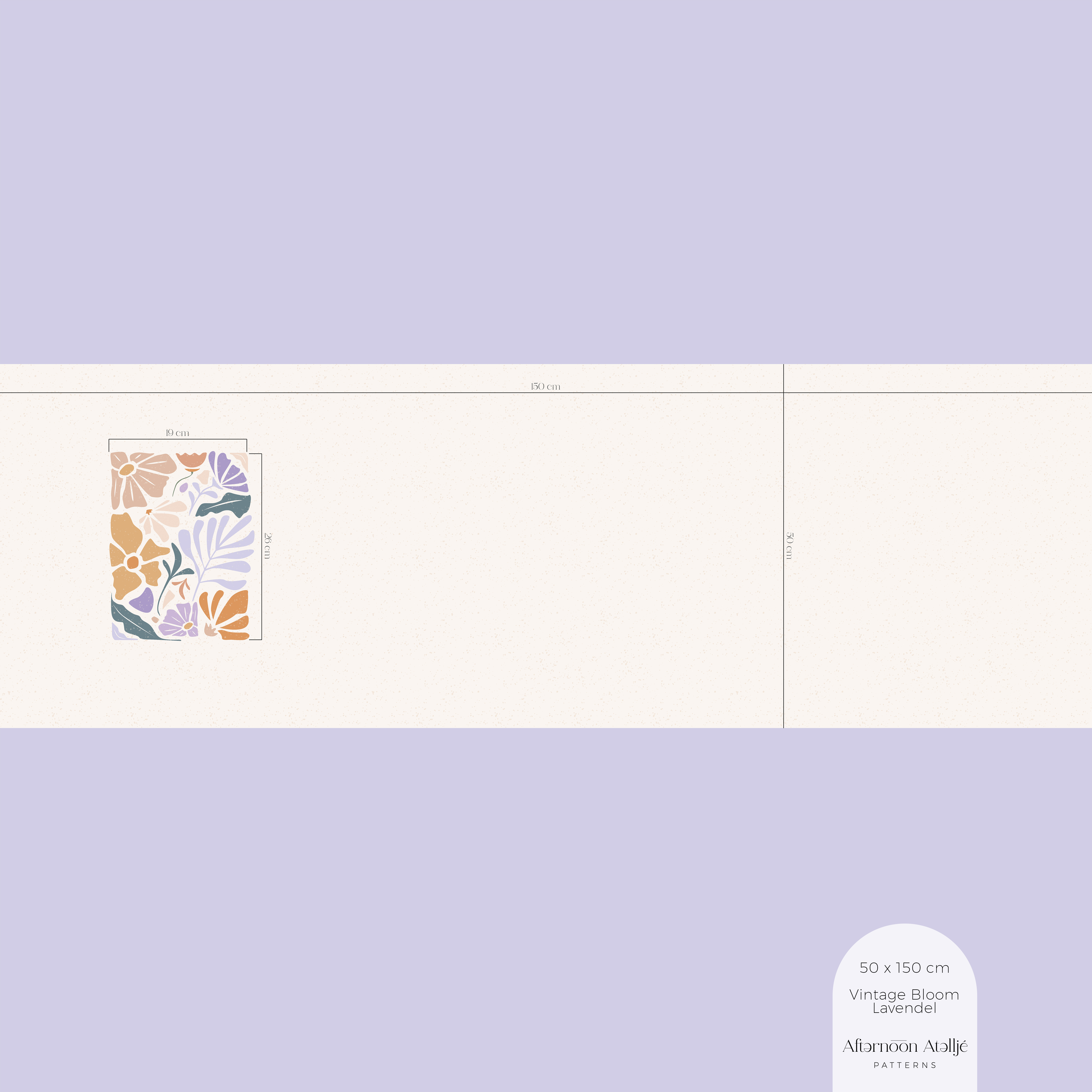 Bio Fabric - Vintage Bloom Lavender Small Panel by Afternoon Atellje in purple