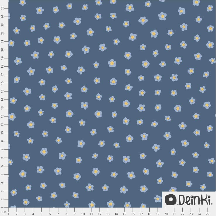 Bio Stoff  - Vergiss Mein Nicht Blau Hellblau - Deinki, blau, Blumen