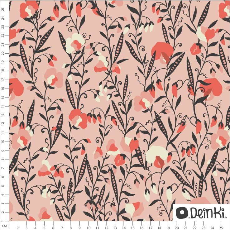 Bio Webware Stoff - Edelwicken - Deinki, Frühling, rosa, Floral & Blumen, 100% Bio-Baumwolle Bio Webware Stoff - Edelwicken - Deinki, Frühling, rosa, Floral & Blumen, 100% Bio-Baumwolle