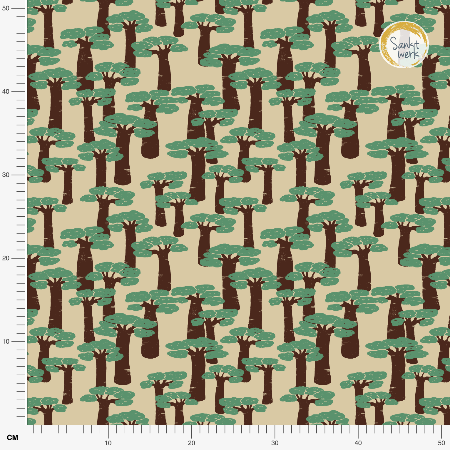 Organic fabric  - Under the Baobab green