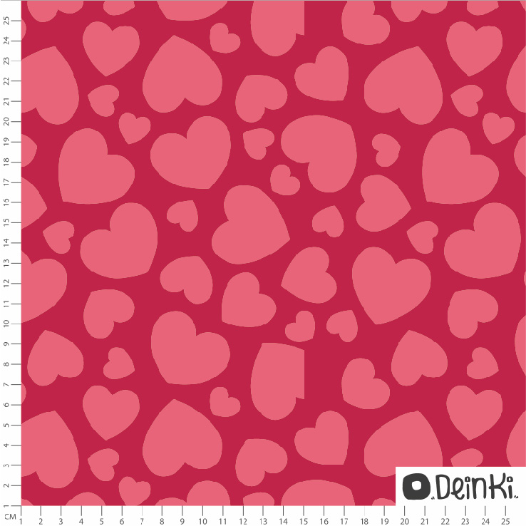 Bio Webware Stoff - Chunky Herzen Dunkelrosa Klein - Deinki, pink, rosa, Herzen, 100% Bio-Baumwolle Bio Webware Stoff - Chunky Herzen Dunkelrosa Klein - Deinki, pink, rosa, Herzen, 100% Bio-Baumwolle