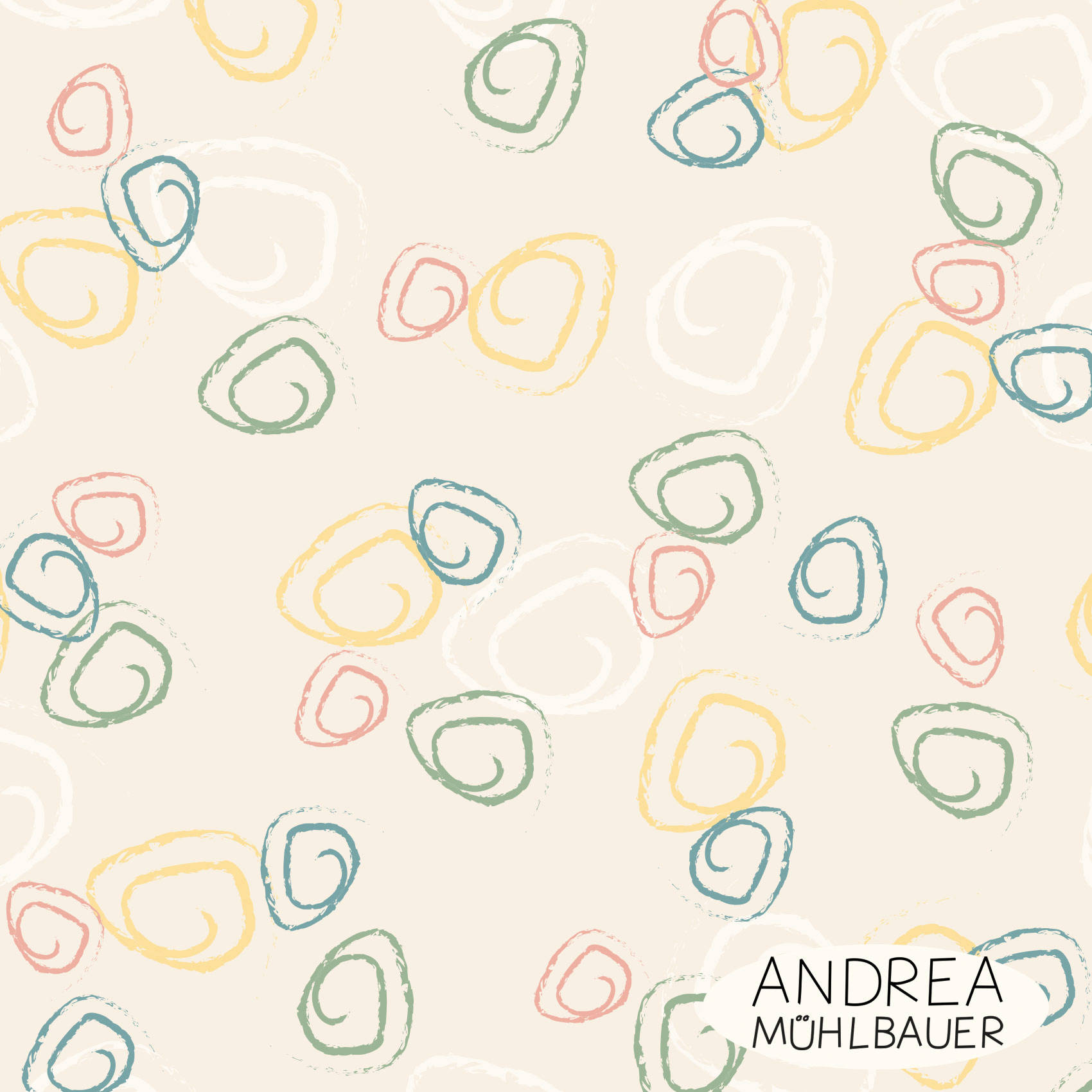 Organic Fabric - Chalk Circles Ecru by Andrea Muehlbauer in cream