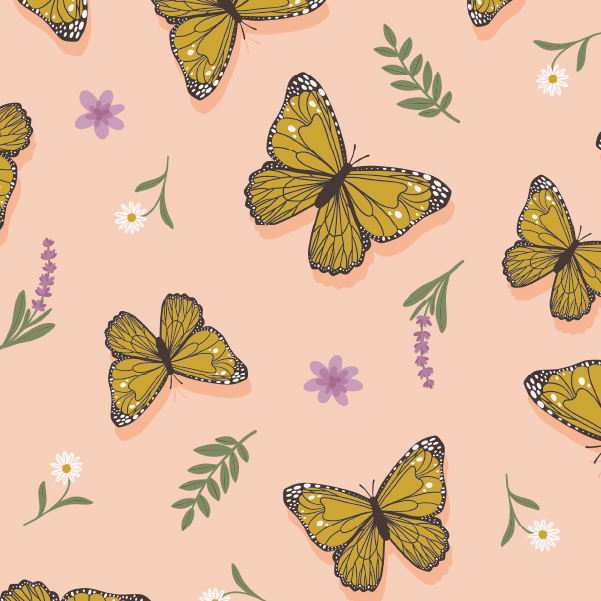 Organic fabric - Schmetterlingen und Lavendel pink