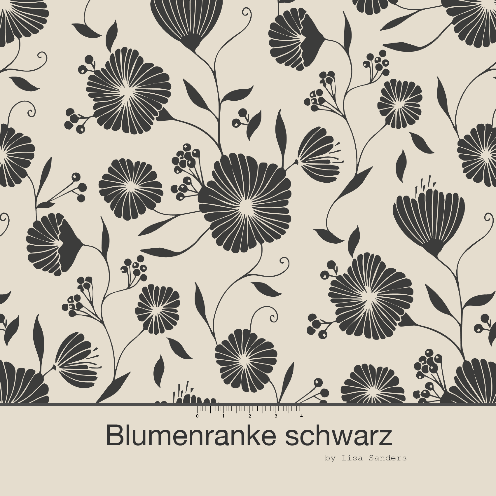 Blumenranke, schwarz, Webware Blumenranke, schwarz, Webware