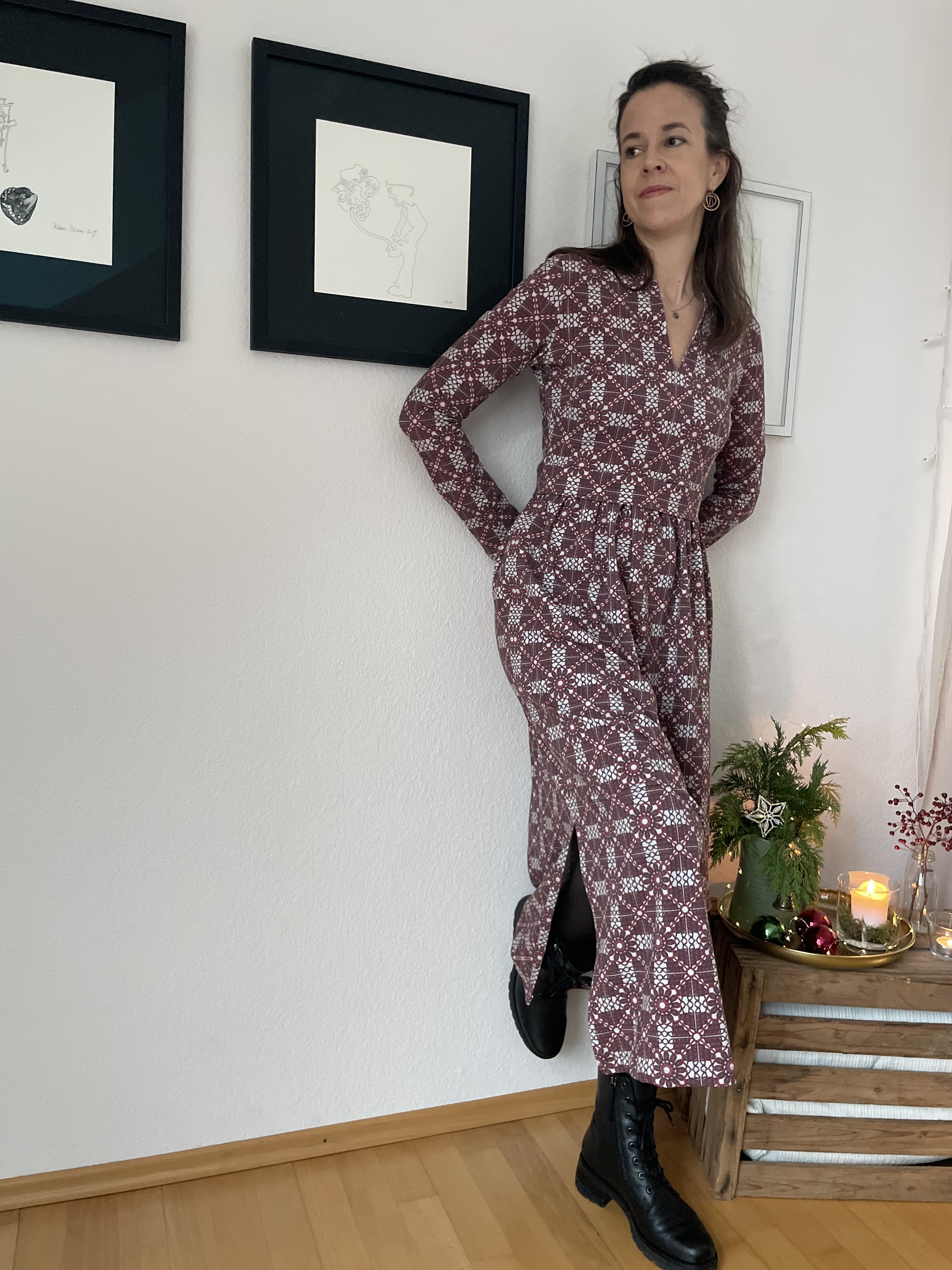 Bio Stoff - Häkeldecke burgunder 