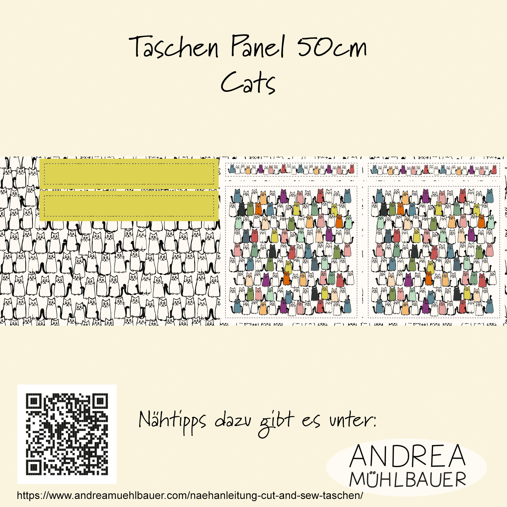 Organic Fabric - Cats Bag by Andrea Muehlbauer in colorful