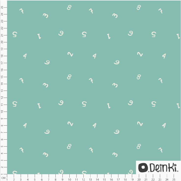 Organic Fabric - Small Numbers Green by Deinki in mint