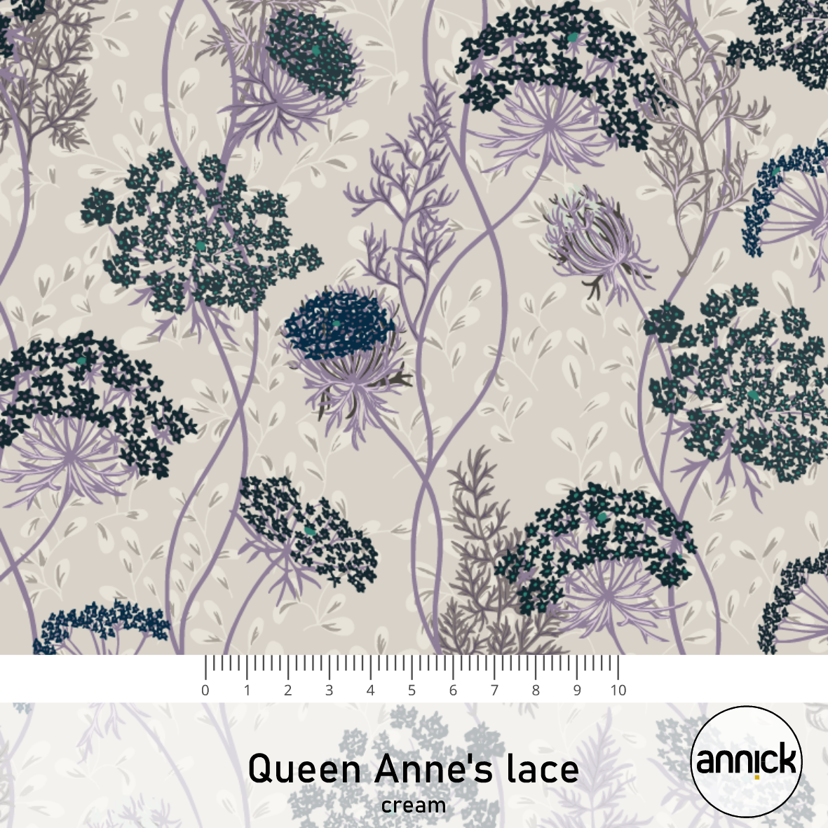 Bio Stoff  - Queen Anne's Lace Cream - Annick, creme, Blumen