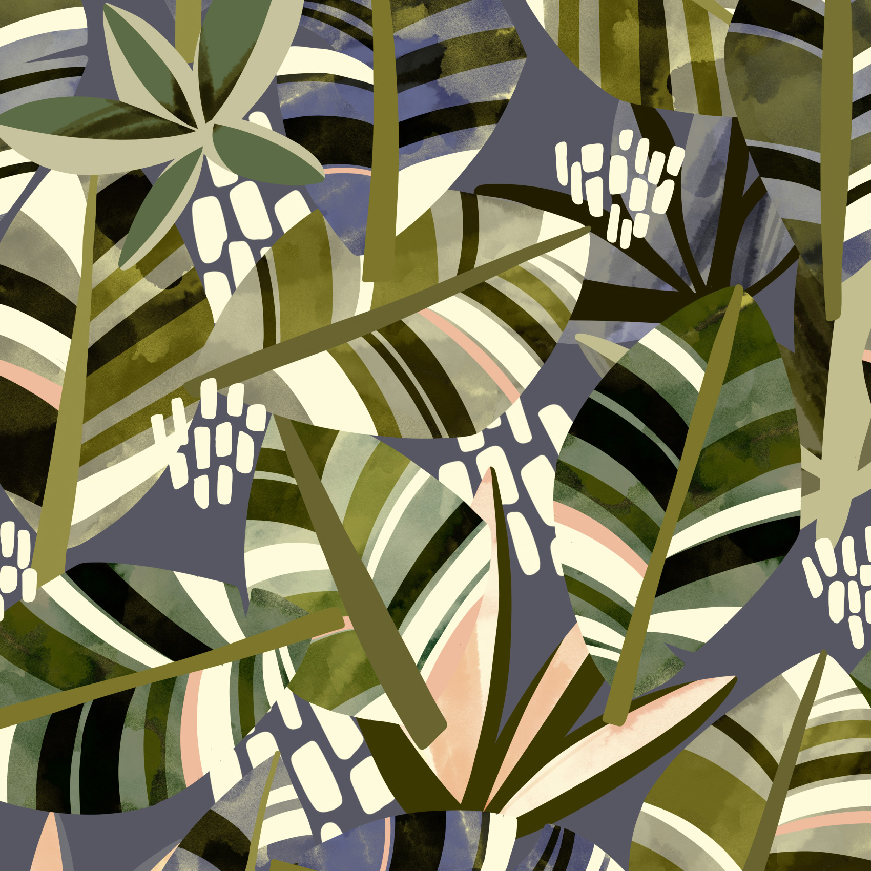 Bio Webware Stoff - Jungle blue - Enemenemeins, Floral & Blumen, blau, Abstrakt, 100% Bio-Baumwolle Bio Webware Stoff - Jungle blue - Enemenemeins, Floral & Blumen, blau, Abstrakt, 100% Bio-Baumwolle