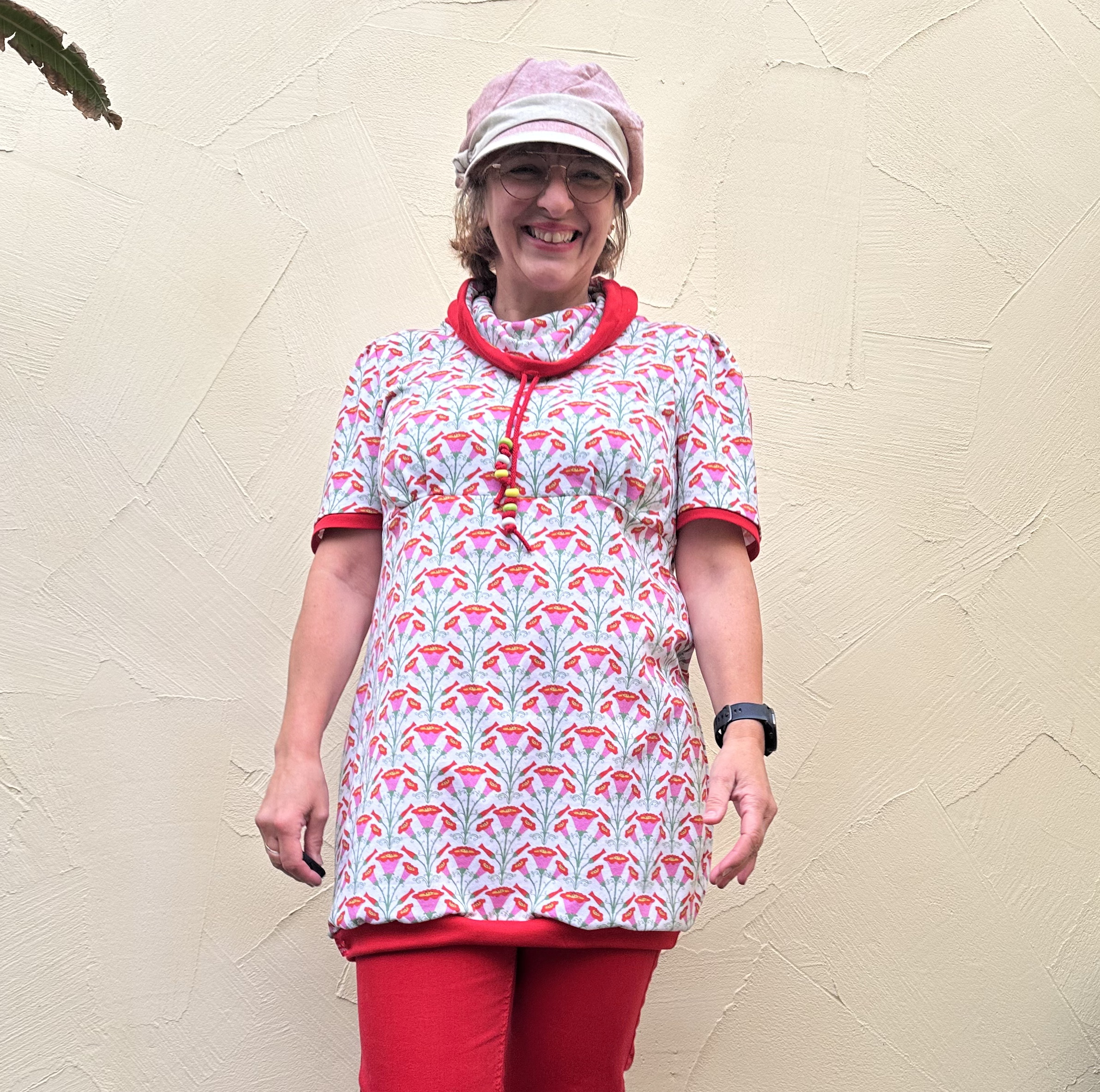 Bio Summersweat Stoff - Folk Prunkwinde Weiss Pink - Deinki, creme, Floral & Blumen, Breite 150 cm Bio Summersweat Stoff - Folk Prunkwinde Weiss Pink - Deinki, creme, Floral & Blumen, Breite 150 cm
