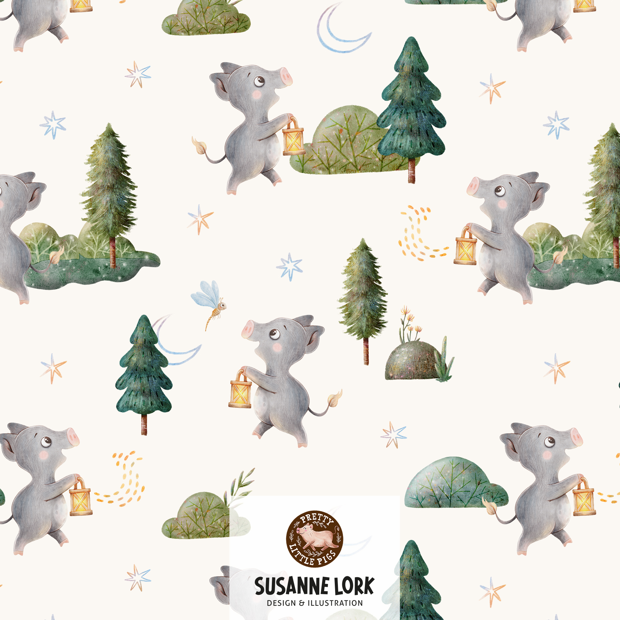 Organic Fabric - Magical Night Walk cream