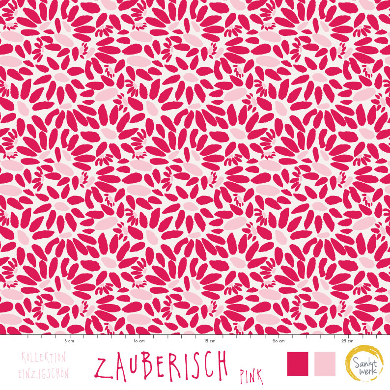 Bio Summersweat Stoff  -  Zauberisch Pink - Sanktwerk, rosa, Floral & Blumen Breite 150 cm